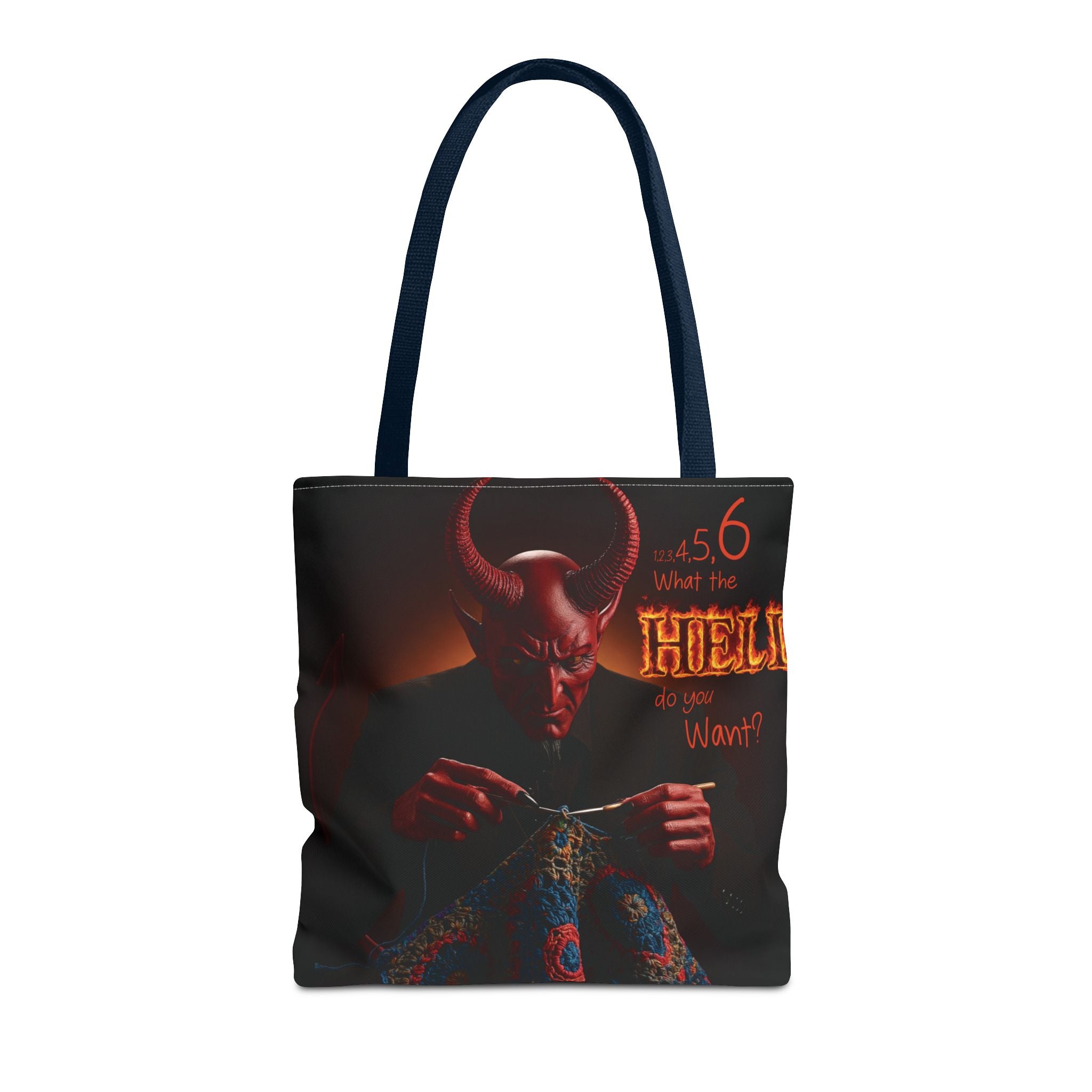 Satan's Infernal Tote Bag - Even Hell has count interruptions- Knitting, Crocheting, Crafting Gift, Funny Tote, Hellish Vibe, fiber enthusiasts