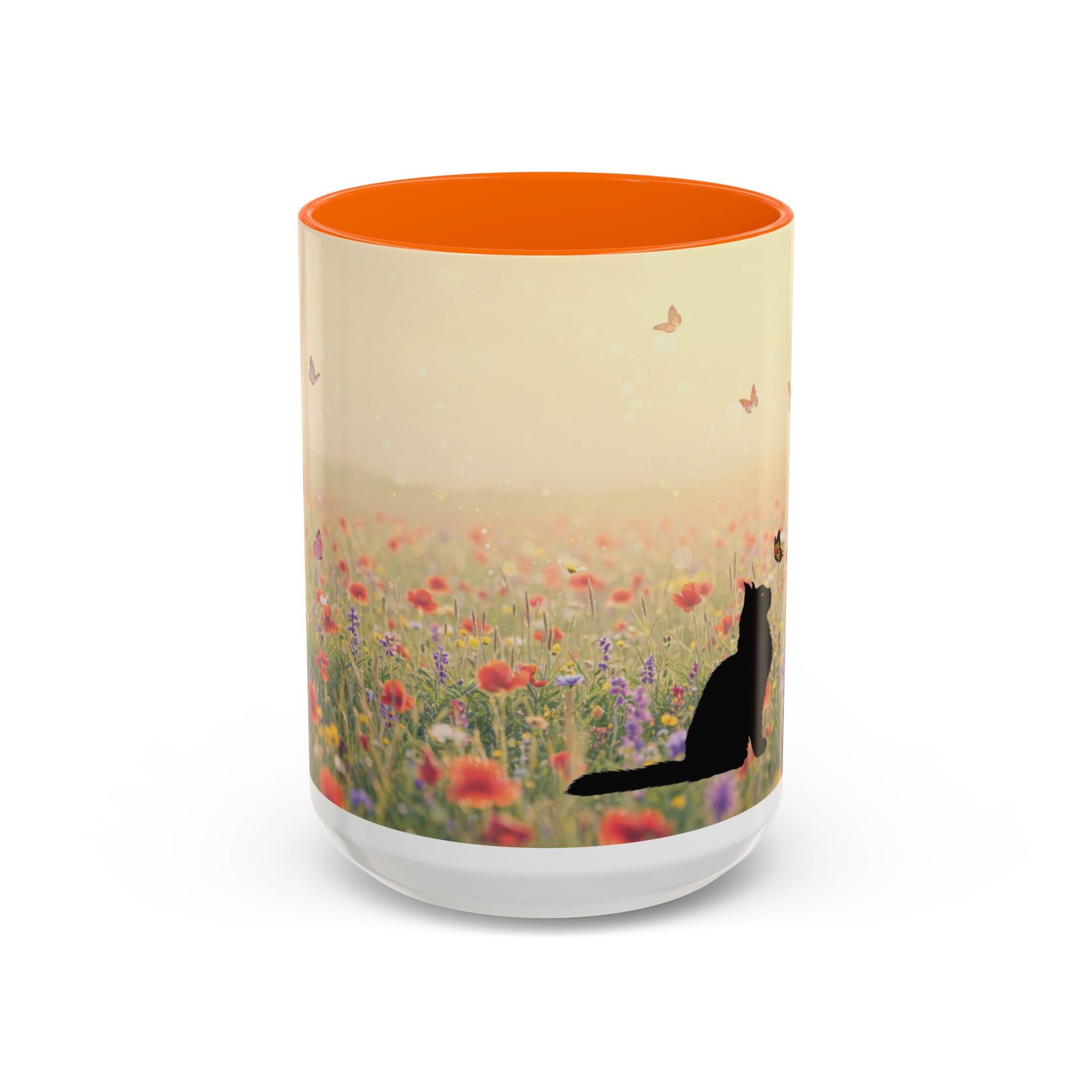 Mug - Cat Lovers Accent Coffee Mug with Floral Design