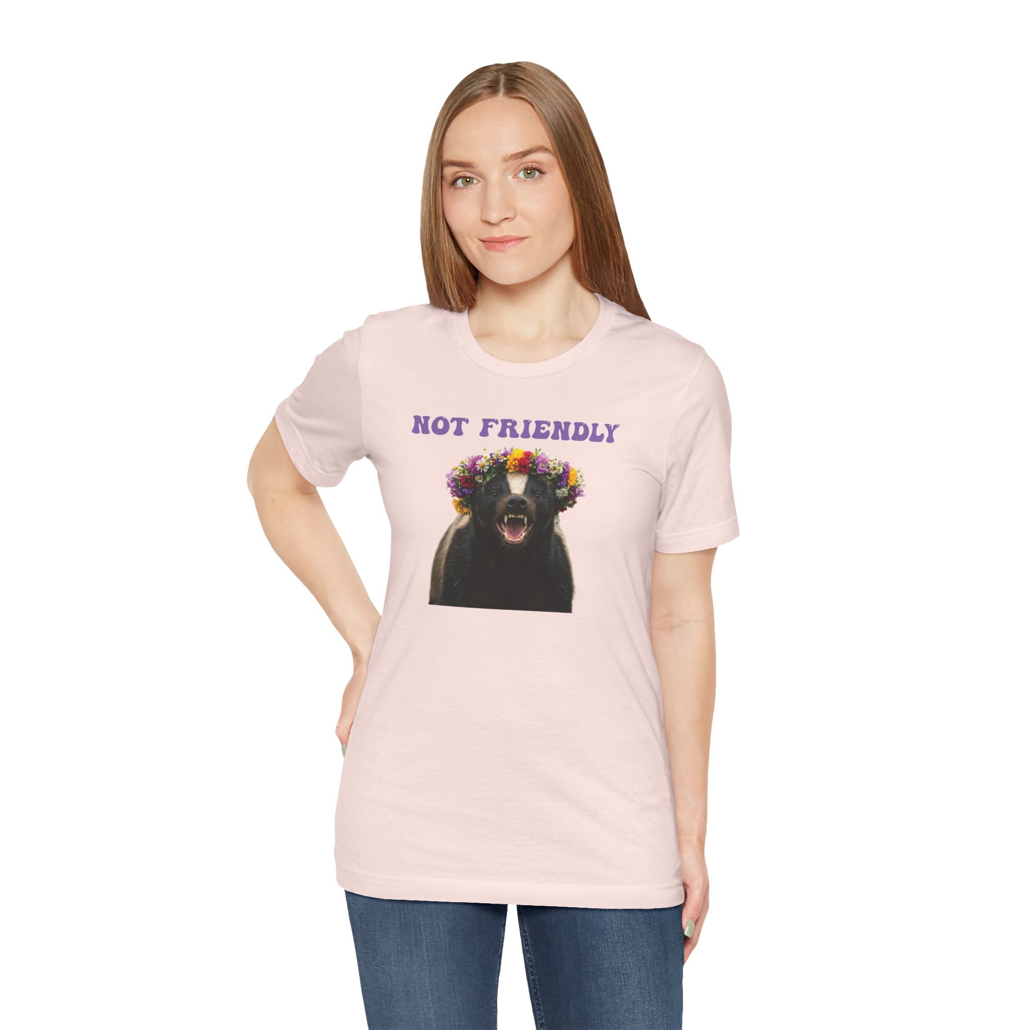Not Friendly! The “Floral but Feral” Tee – The Walking, Talking Warning Label Funny gift for friends, coworkers, loved ones or your own introverted self.