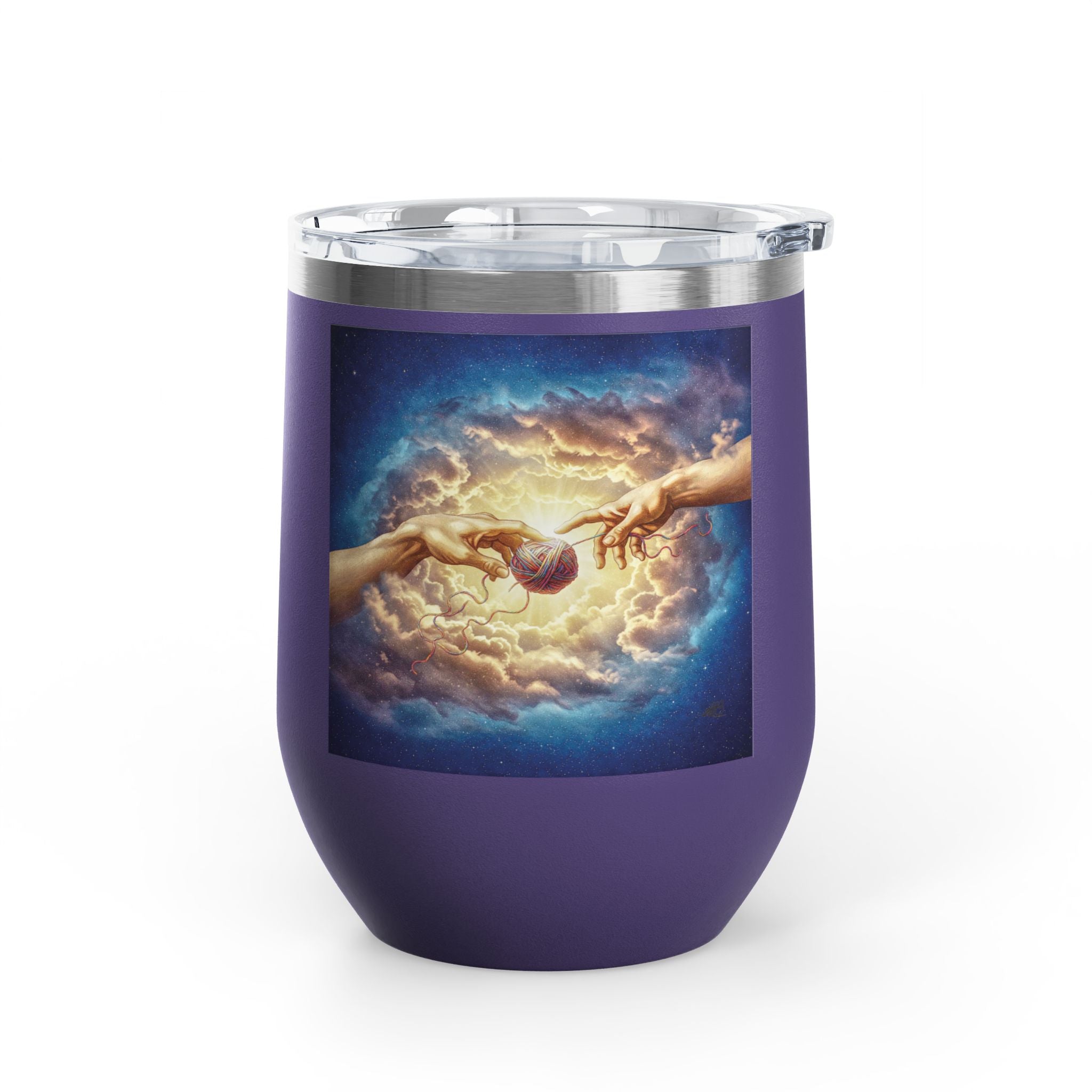 Wine Tumbler, 12oz - Divine Sips for Stitching Saints