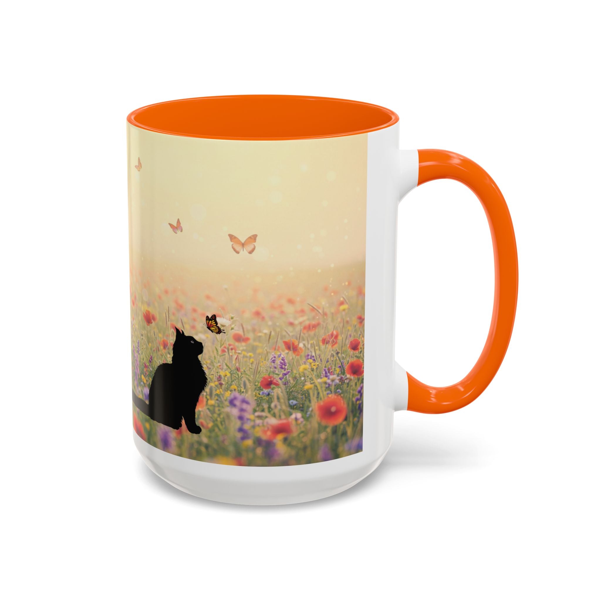 Mug - Cat Lovers Accent Coffee Mug with Floral Design