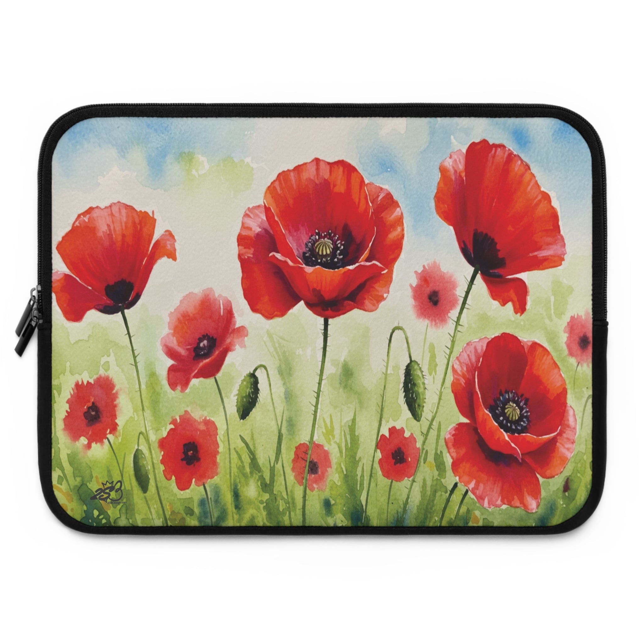 Poppies Laptop Sleeve with Poppy Design - Tech Accessory for Students and Moms