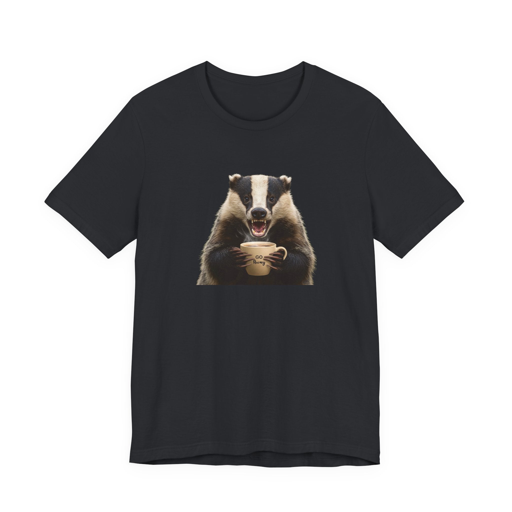 Angry Badger “Go Away” T-Shirt – For When You’re Out of Coffee and Patience- Gift for coworkers and friends