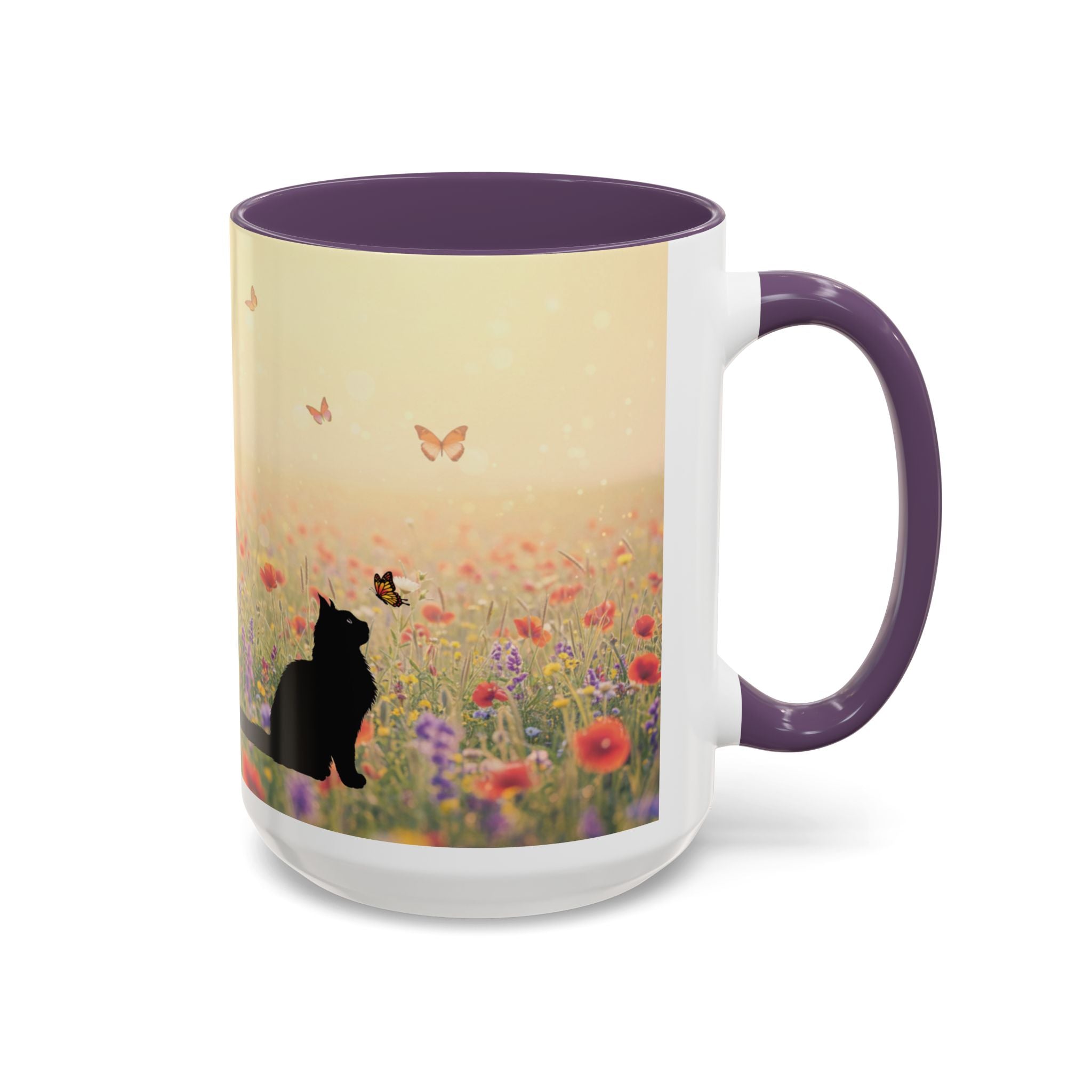Mug - Cat Lovers Accent Coffee Mug with Floral Design