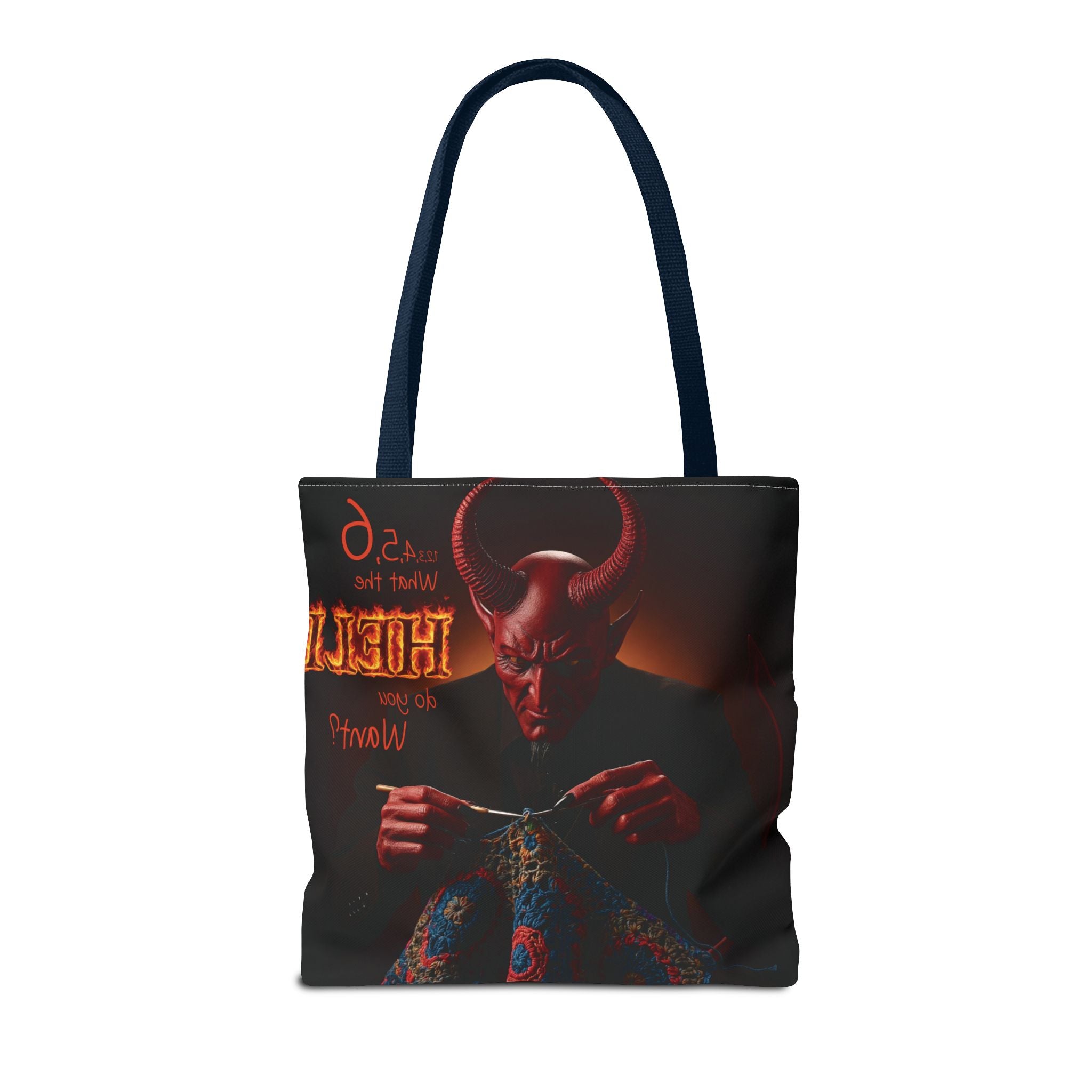 Satan's Infernal Tote Bag - Even Hell has count interruptions- Knitting, Crocheting, Crafting Gift, Funny Tote, Hellish Vibe, fiber enthusiasts