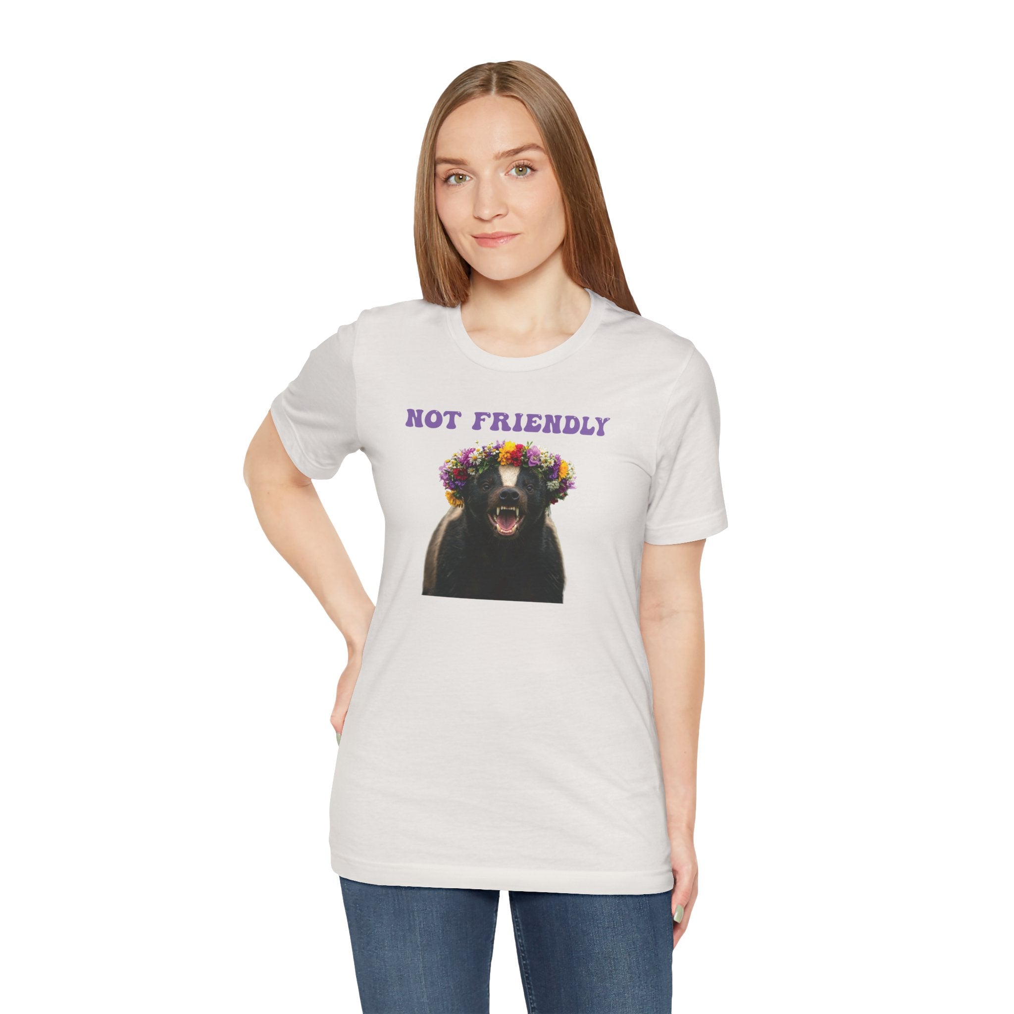 Not Friendly! The “Floral but Feral” Tee – The Walking, Talking Warning Label Funny gift for friends, coworkers, loved ones or your own introverted self.