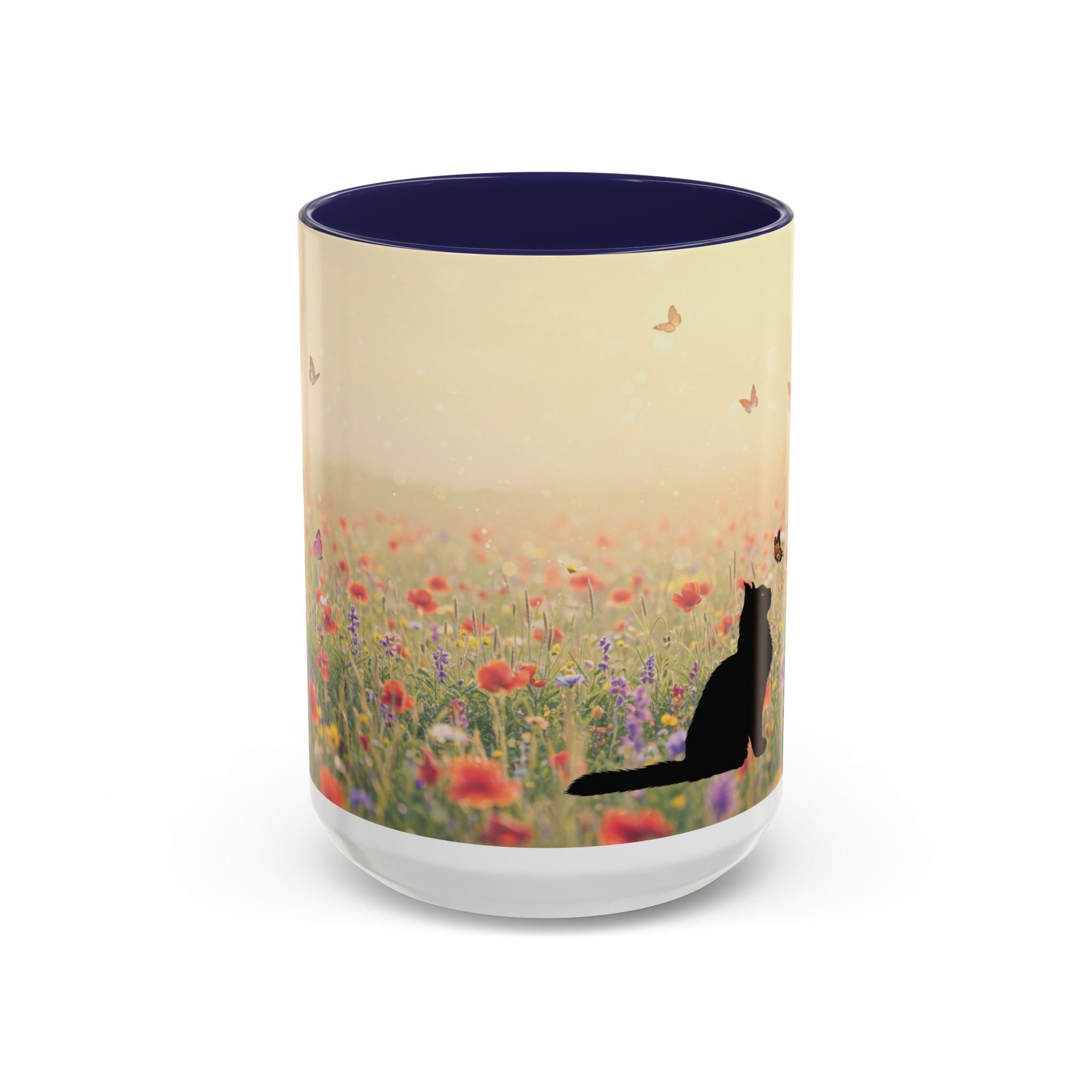 Mug - Cat Lovers Accent Coffee Mug with Floral Design