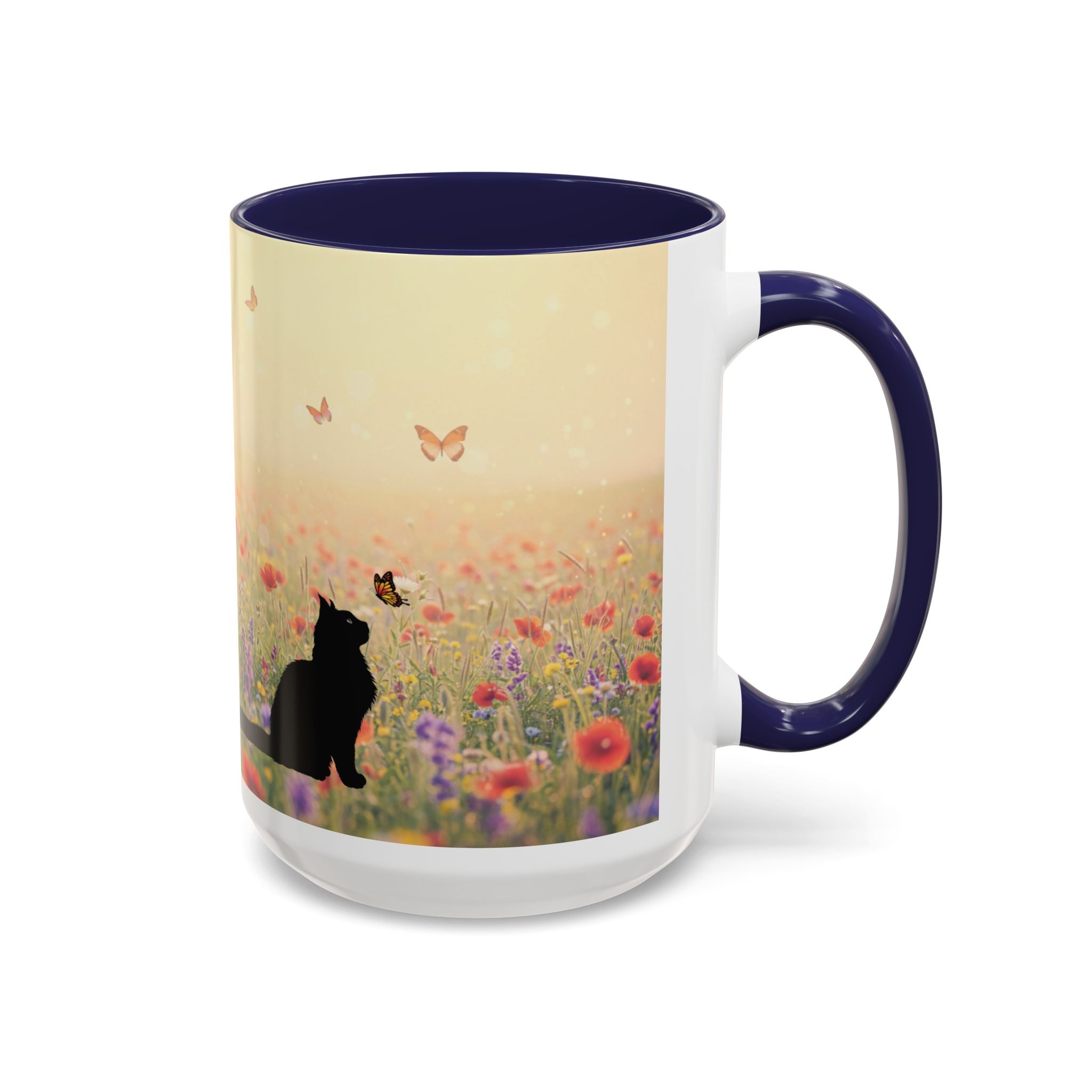 Mug - Cat Lovers Accent Coffee Mug with Floral Design