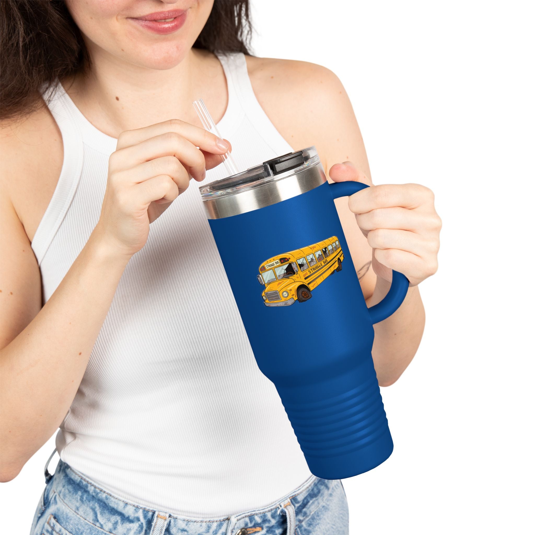 The Struggle Bus 40oz Tumbler – All Aboard the Struggle Express! Funny Gift for Coworkers, Friends, and Spicy disasters Who Can't Even