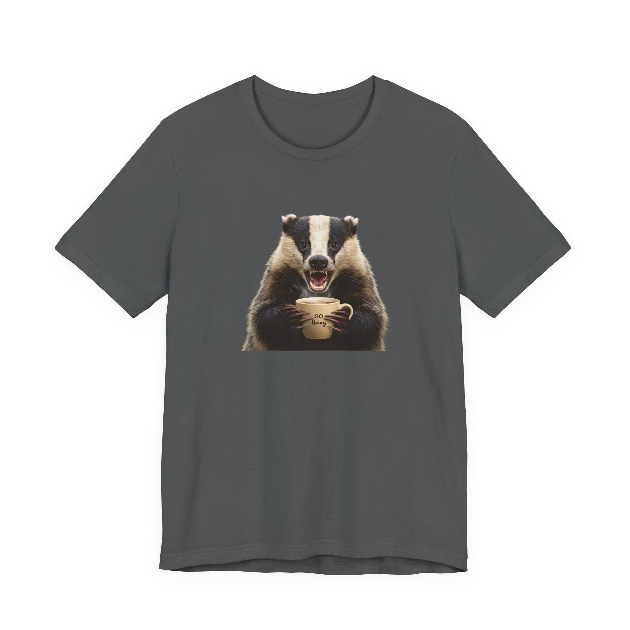 Angry Badger “Go Away” T-Shirt – For When You’re Out of Coffee and Patience- Gift for coworkers and friends