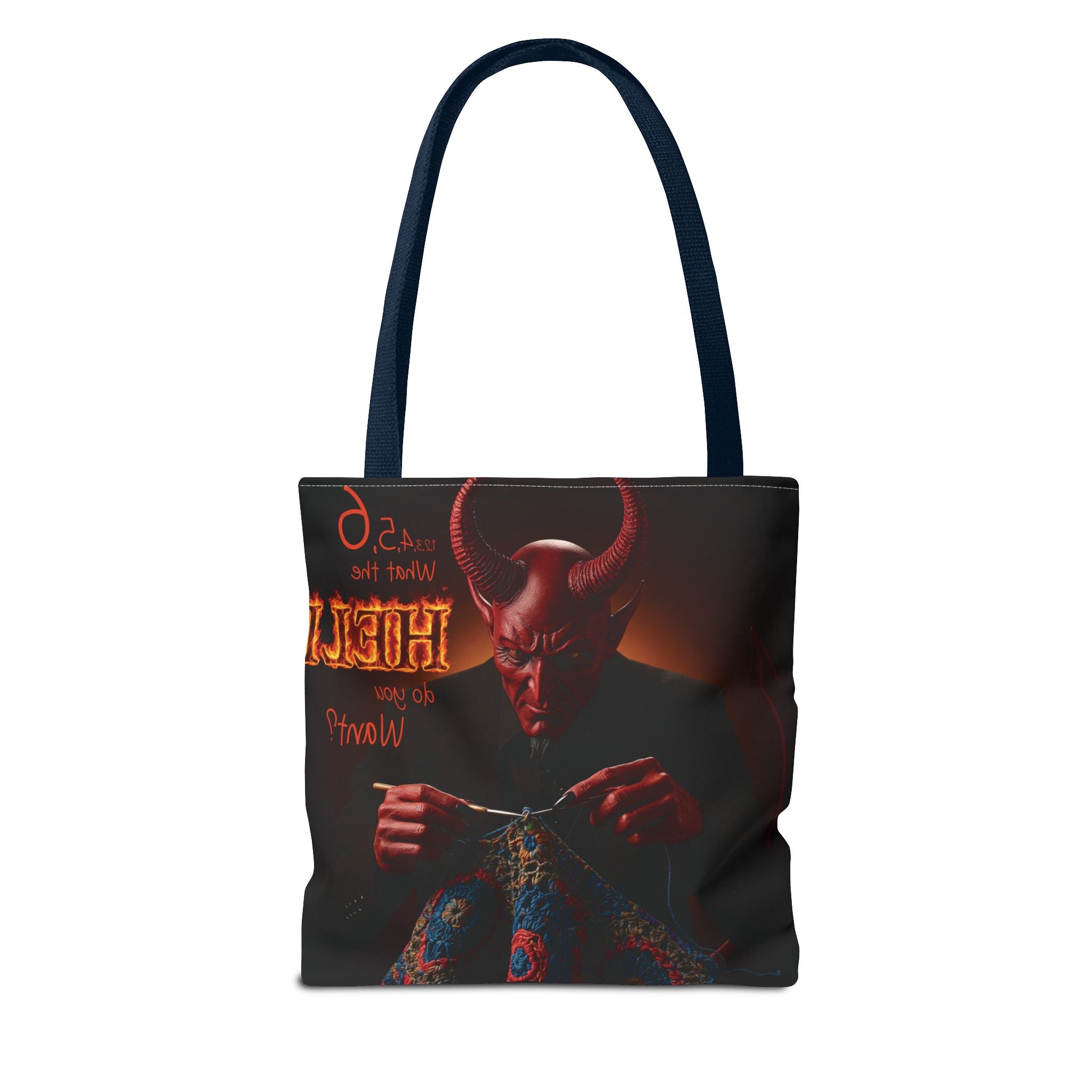 Satan's Infernal Tote Bag - Even Hell has count interruptions- Knitting, Crocheting, Crafting Gift, Funny Tote, Hellish Vibe, fiber enthusiasts
