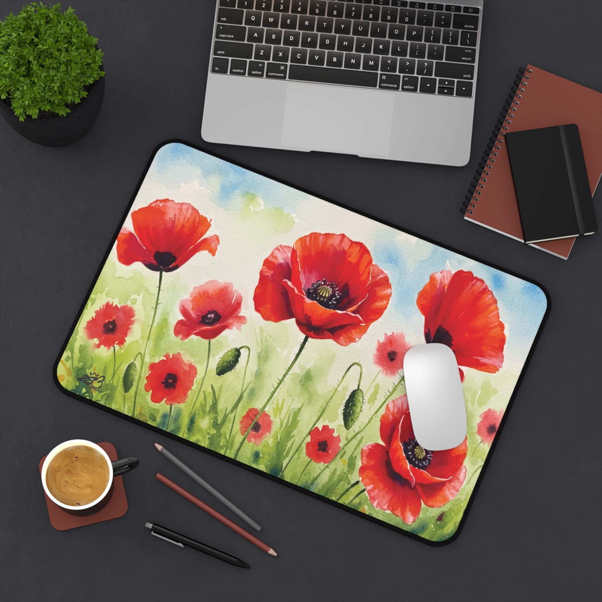 Field of Fucks—Sorry, Poppies: Vibrant Floral Desk Mat Gift for Friends, Coworkers and Loved Ones.