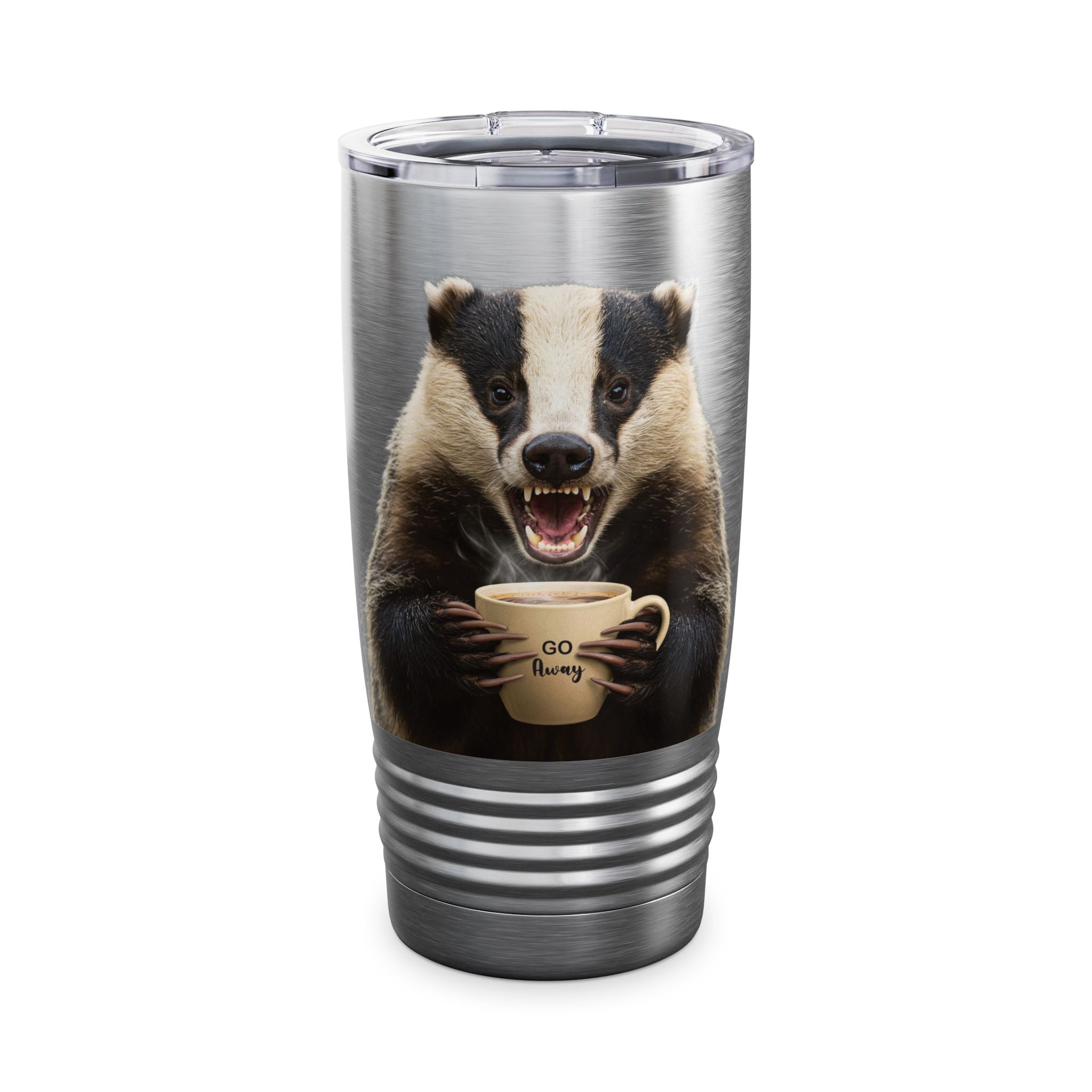 Angry Badger “Go Away” 20oz Tumbler – Caffeine First, People Never  Funny gift for Coworkers, friends, and loved ones.