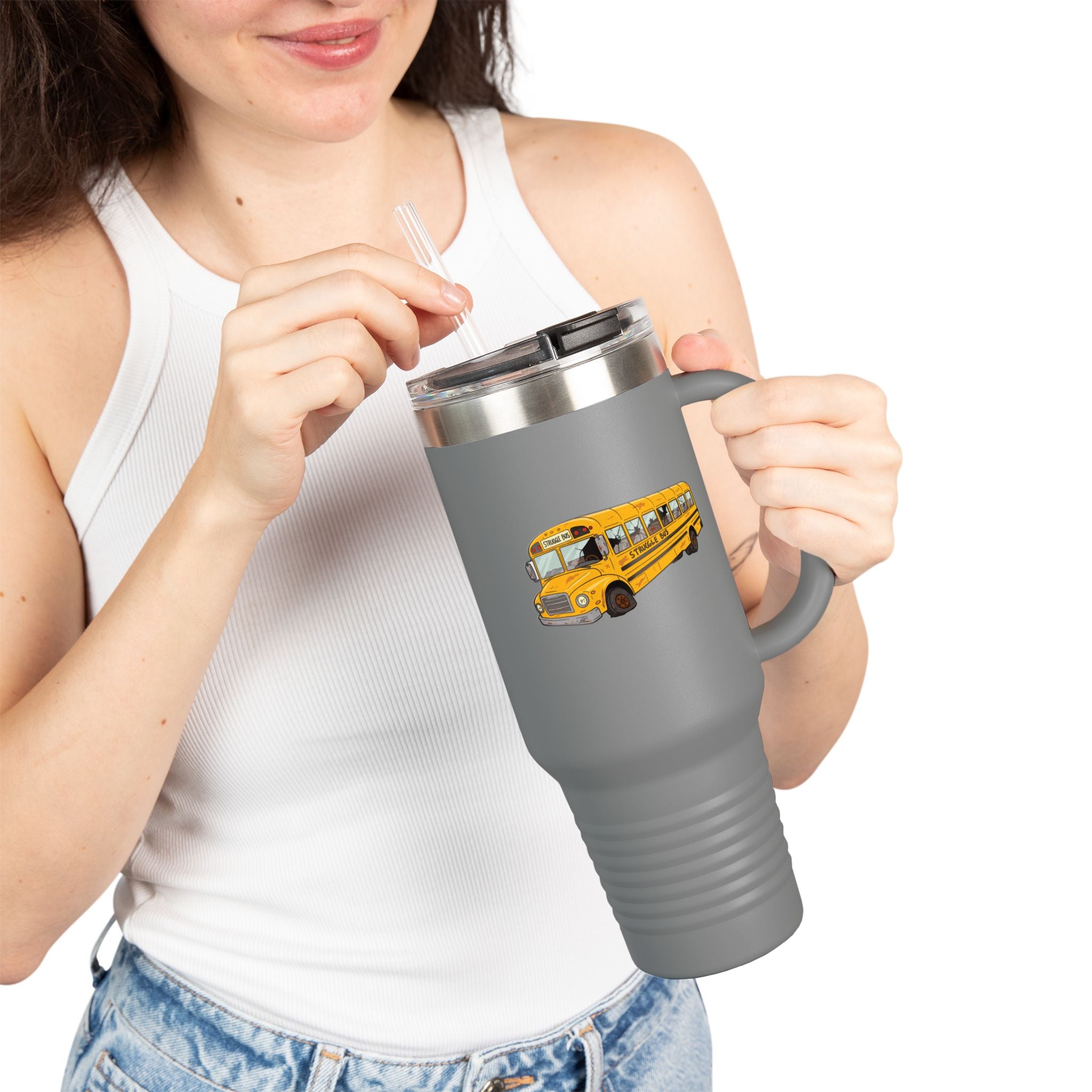 The Struggle Bus 40oz Tumbler – All Aboard the Struggle Express! Funny Gift for Coworkers, Friends, and Spicy disasters Who Can't Even