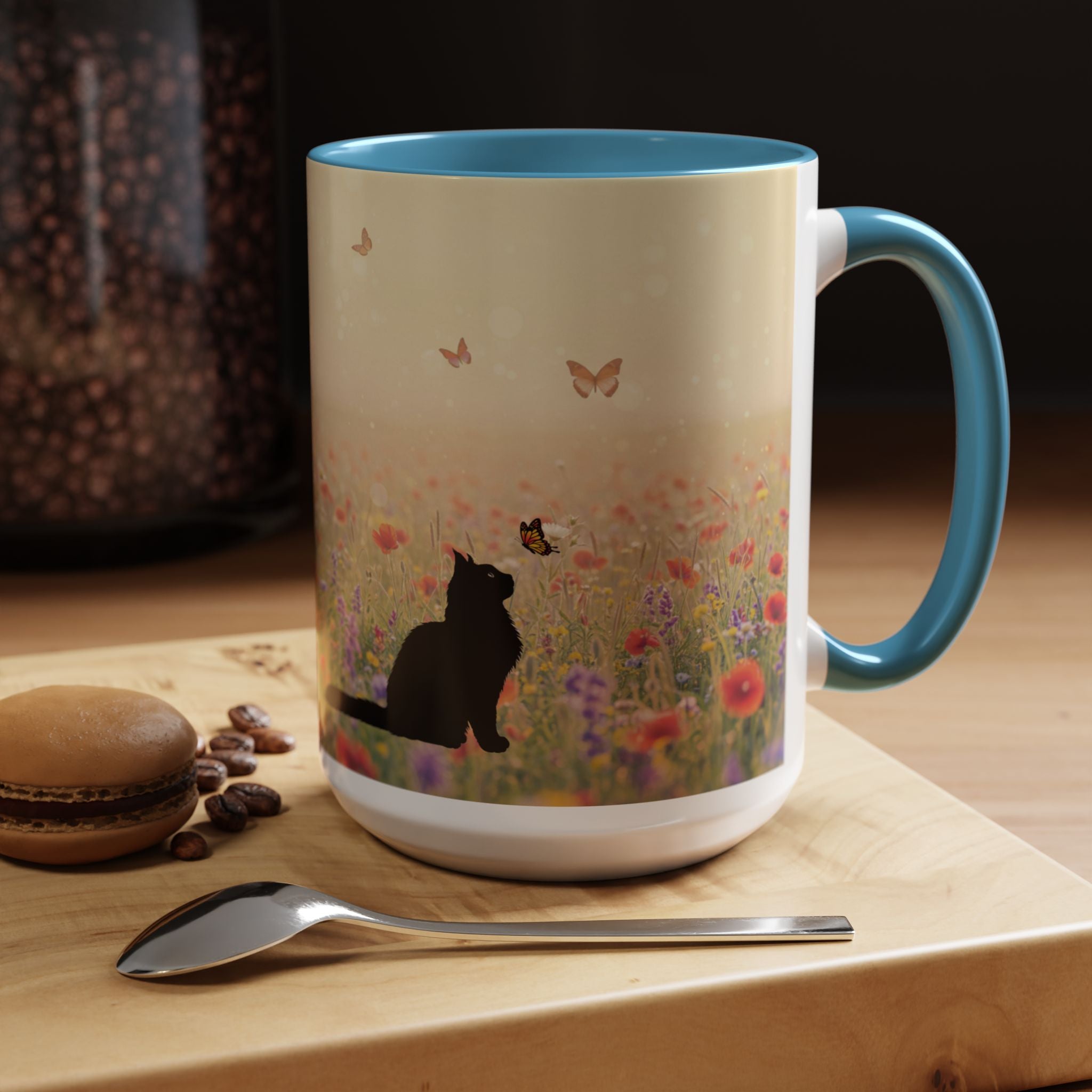 Mug - Cat Lovers Accent Coffee Mug with Floral Design