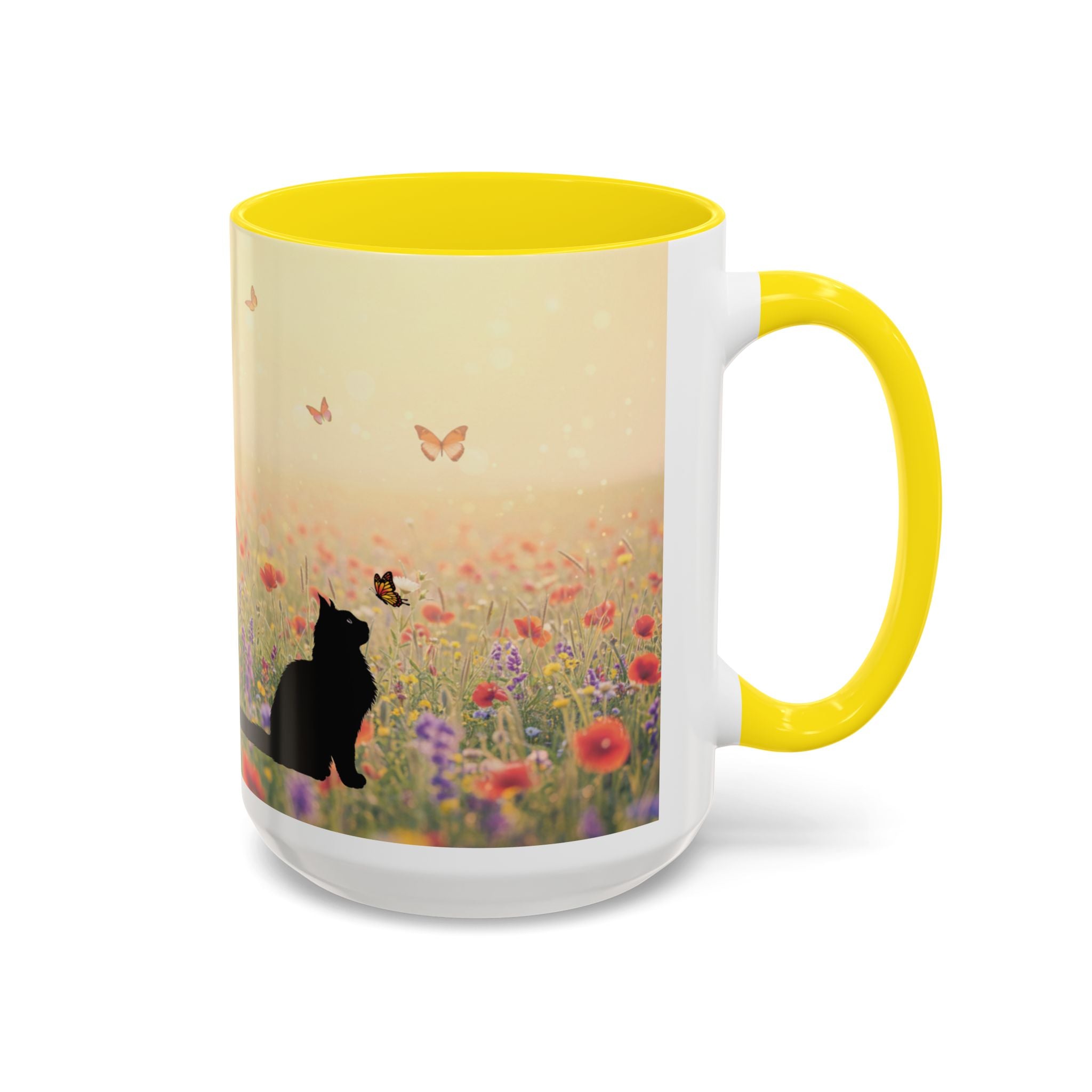 Mug - Cat Lovers Accent Coffee Mug with Floral Design