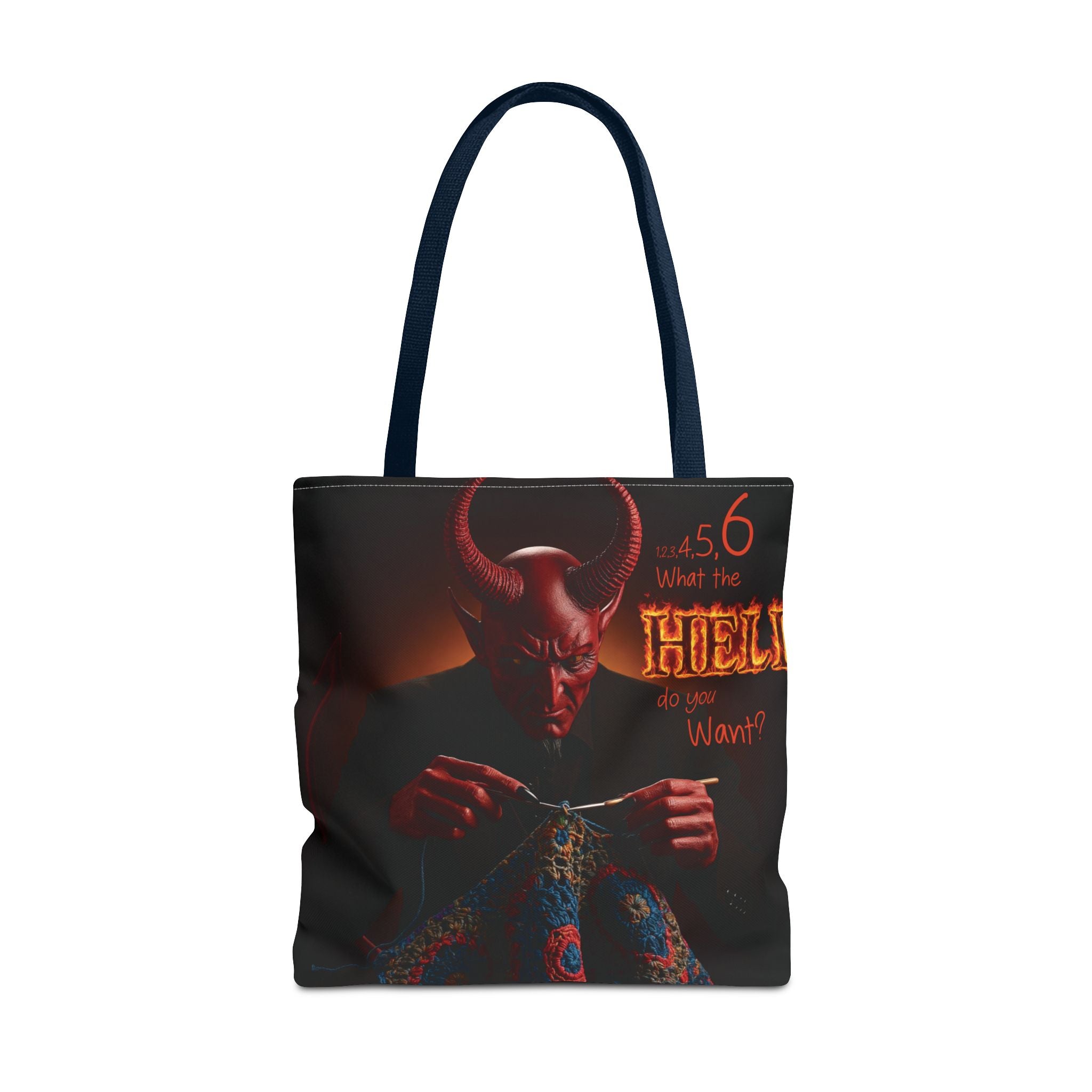 Satan's Infernal Tote Bag - Even Hell has count interruptions- Knitting, Crocheting, Crafting Gift, Funny Tote, Hellish Vibe, fiber enthusiasts