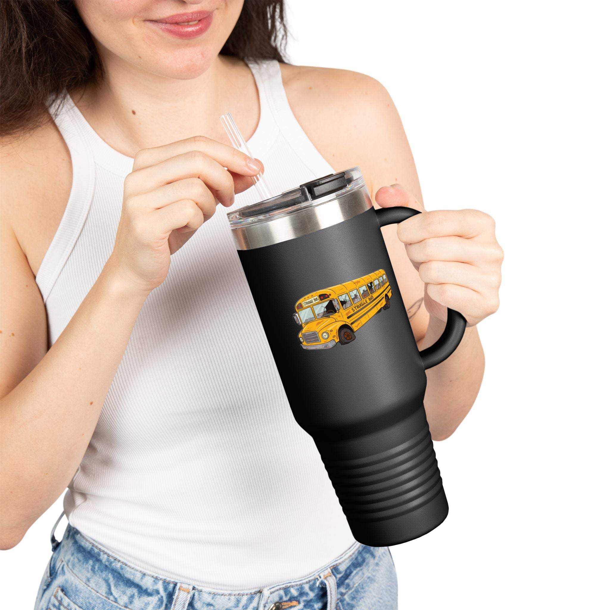 The Struggle Bus 40oz Tumbler – All Aboard the Struggle Express! Funny Gift for Coworkers, Friends, and Spicy disasters Who Can't Even