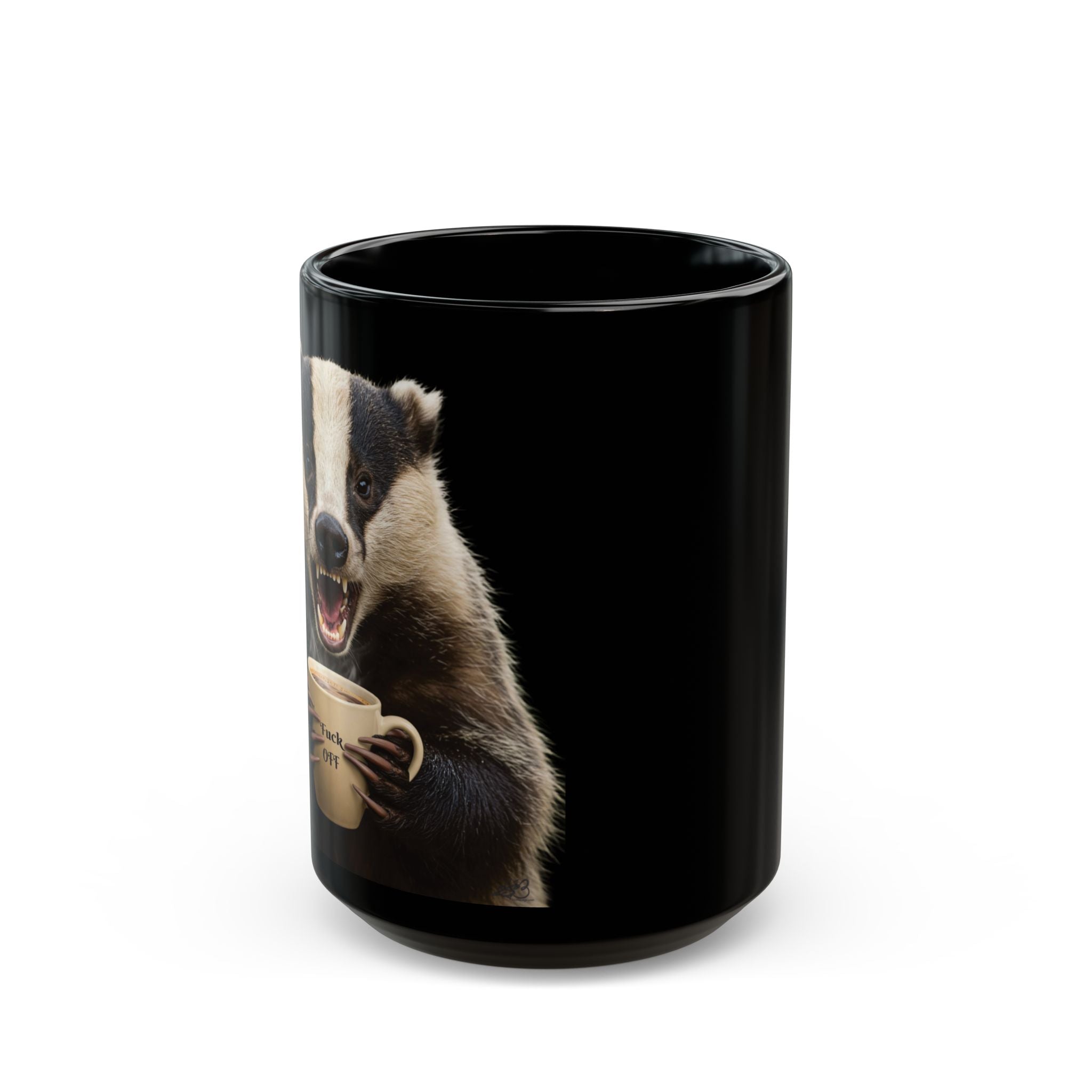 Angry Badger “Fuck Off” Black Coffee Mug – 15oz of Pure Morning Honesty Funny gift for friends, coworkers and loved ones.