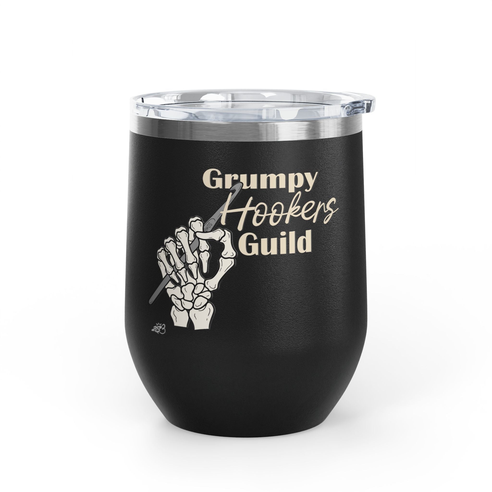 Grumpy Hookers Guild Tumbler – Funny Crochet Stainless Steel Wine Tumbler, 12oz