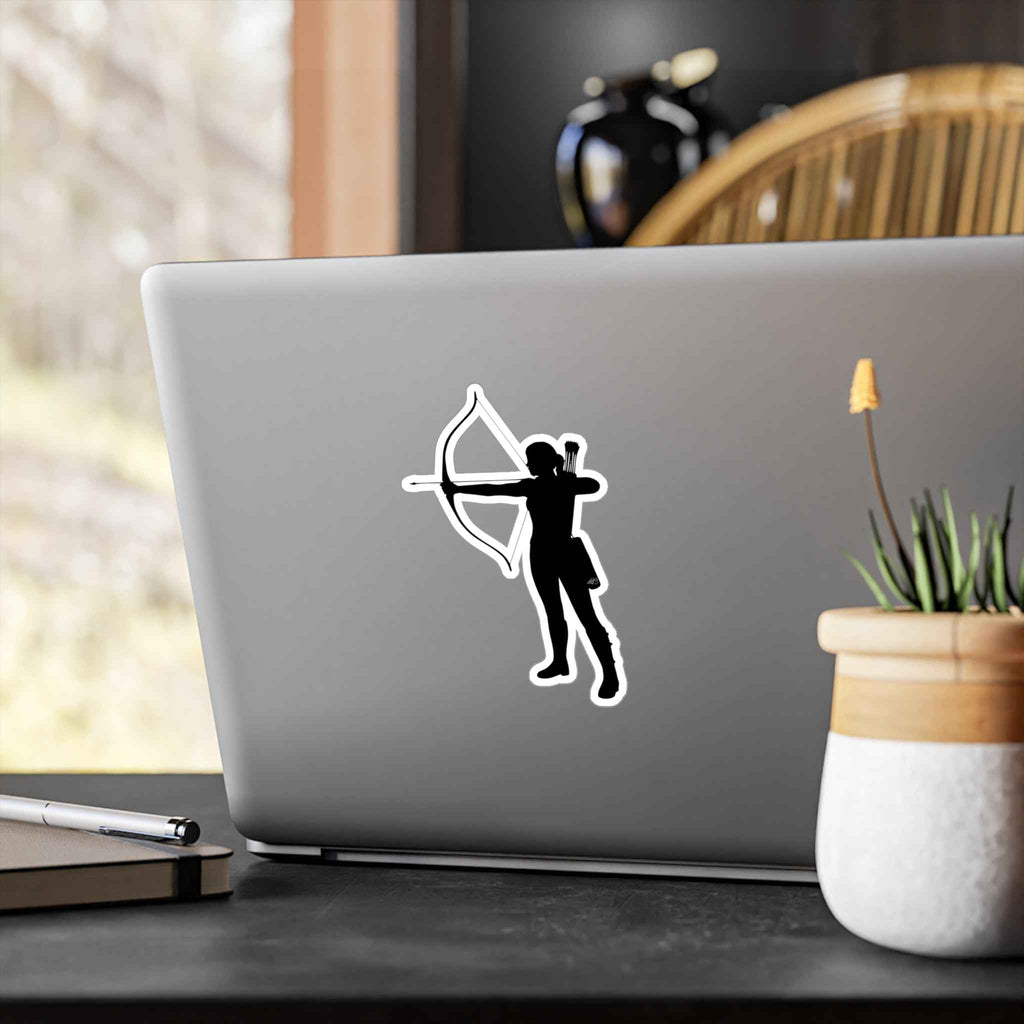 Female Archer Decal - Badass Woman Bow & Arrow Silhouette Kiss Cut Vinyl Sticker