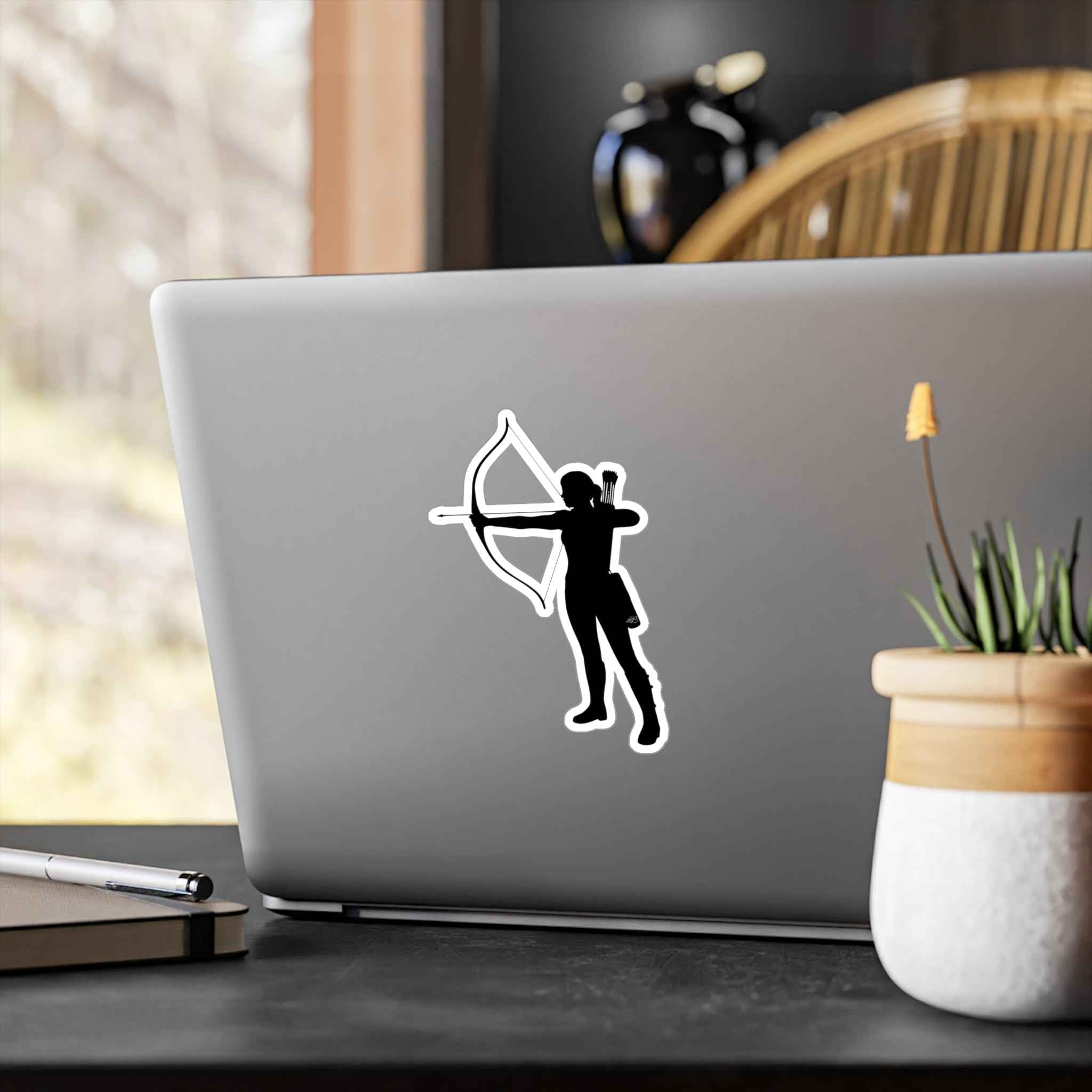 Female Archer Decal - Badass Woman Bow & Arrow Silhouette Kiss Cut Vinyl Sticker