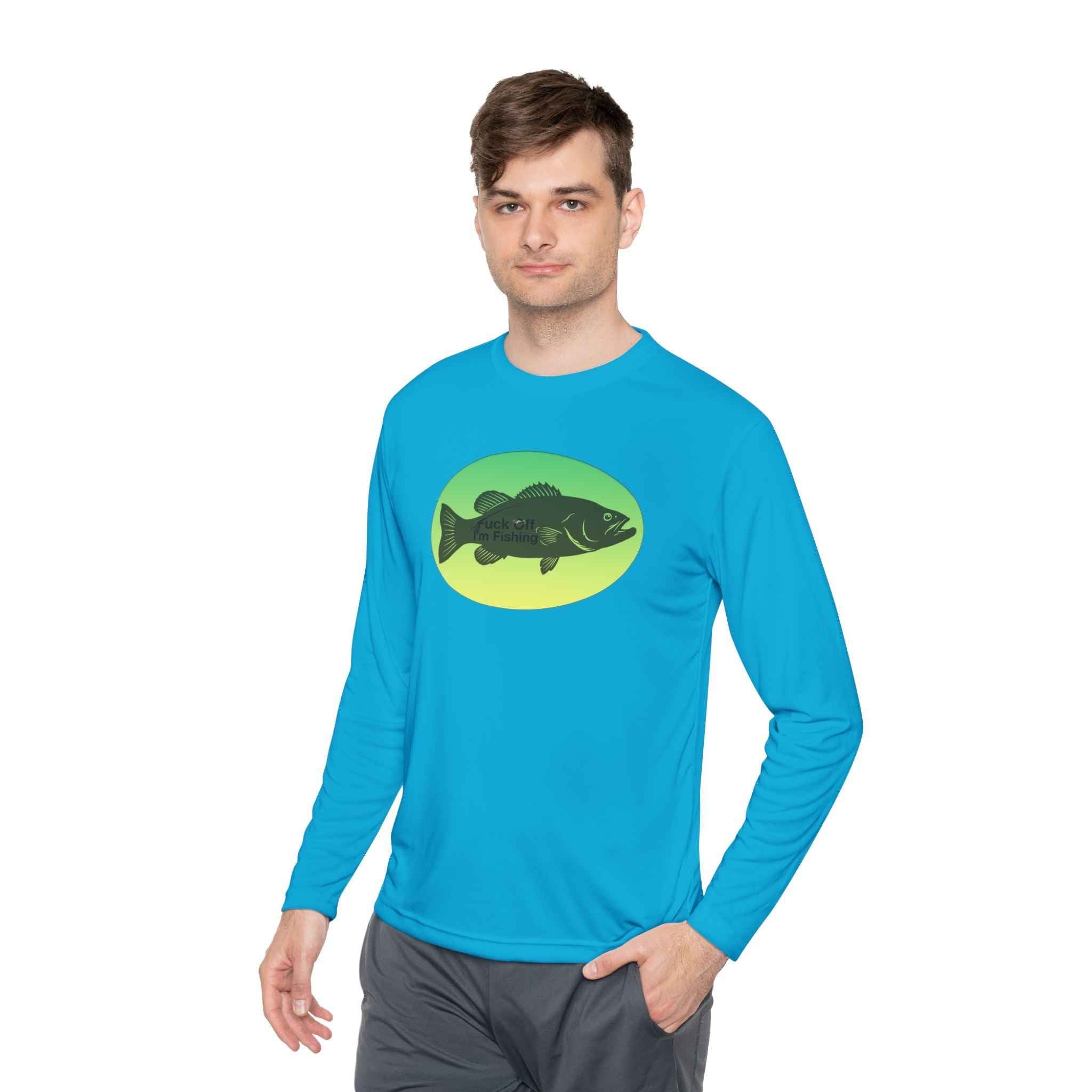 Funny Bass Fishing Shirt Long Sleeve – Fuck Off Unisex Lightweight Long Sleeve Tee