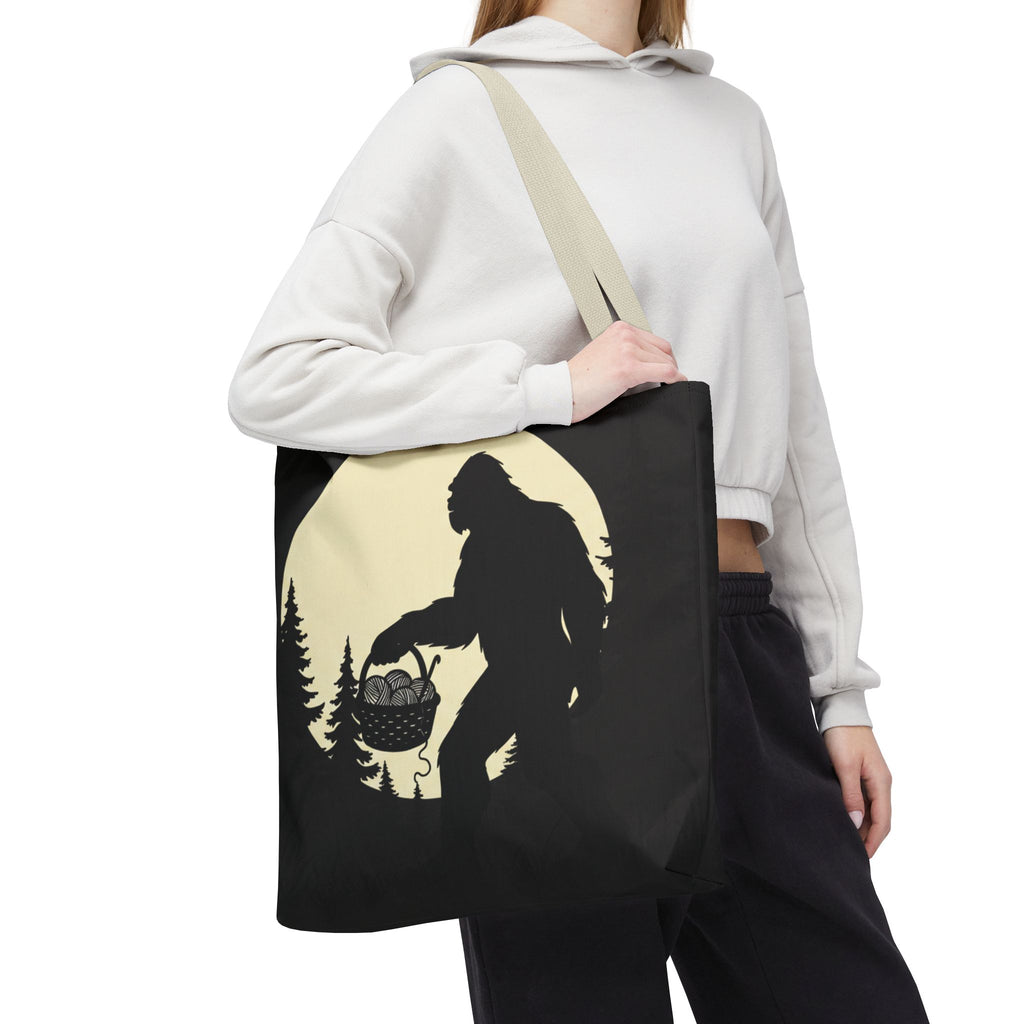 I Believe...in another skein of yarn. Bigfoot crochet Tote bag- Funny gift for friends, family, crocheters, knitters, fiber enthusiasts and anyone who Believes.