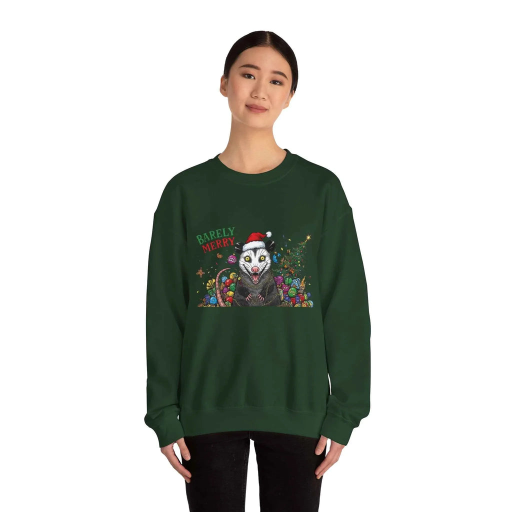 Barely Merry Possum Sweatshirt - Embrace Chaos This Holiday Season - 2SB Snark Shop