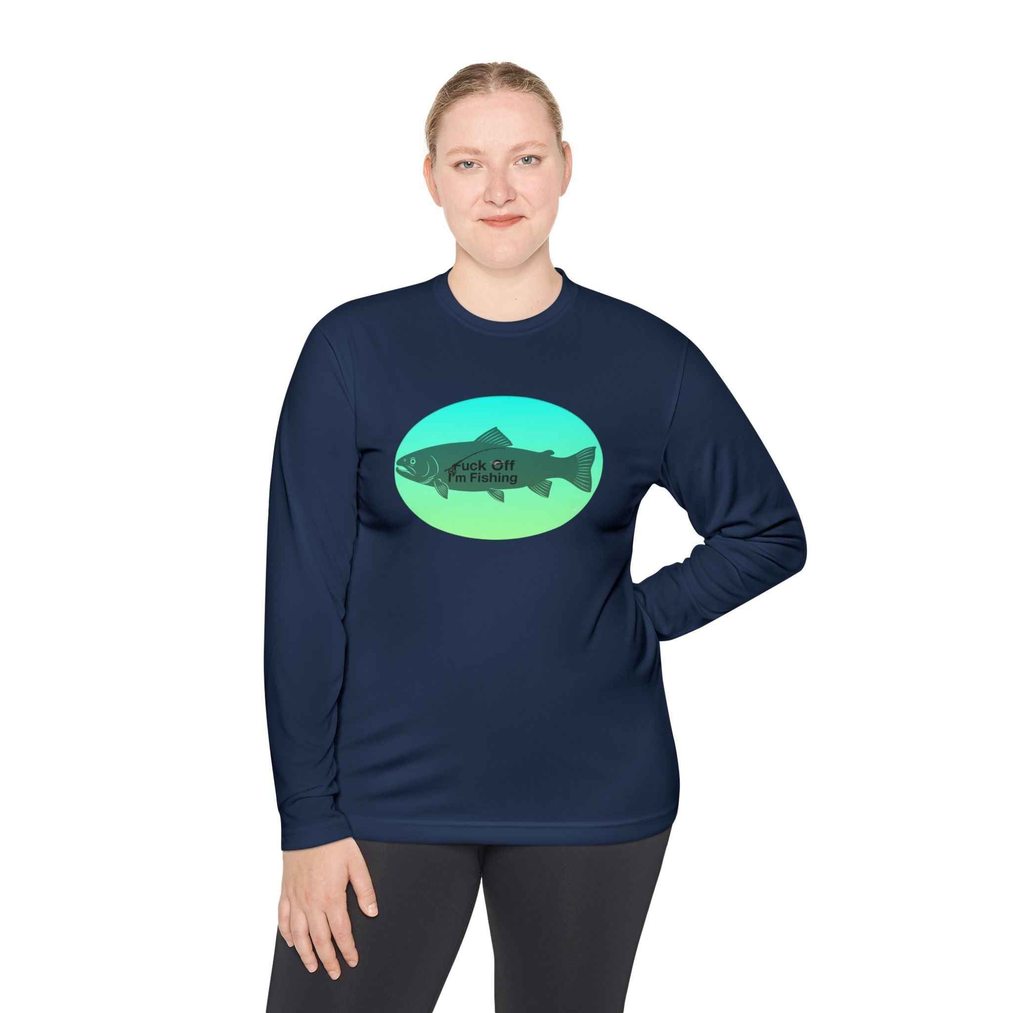 Funny Trout Fishing Shirt Long Sleeve – Fuck Off Unisex Lightweight Long Sleeve Tee