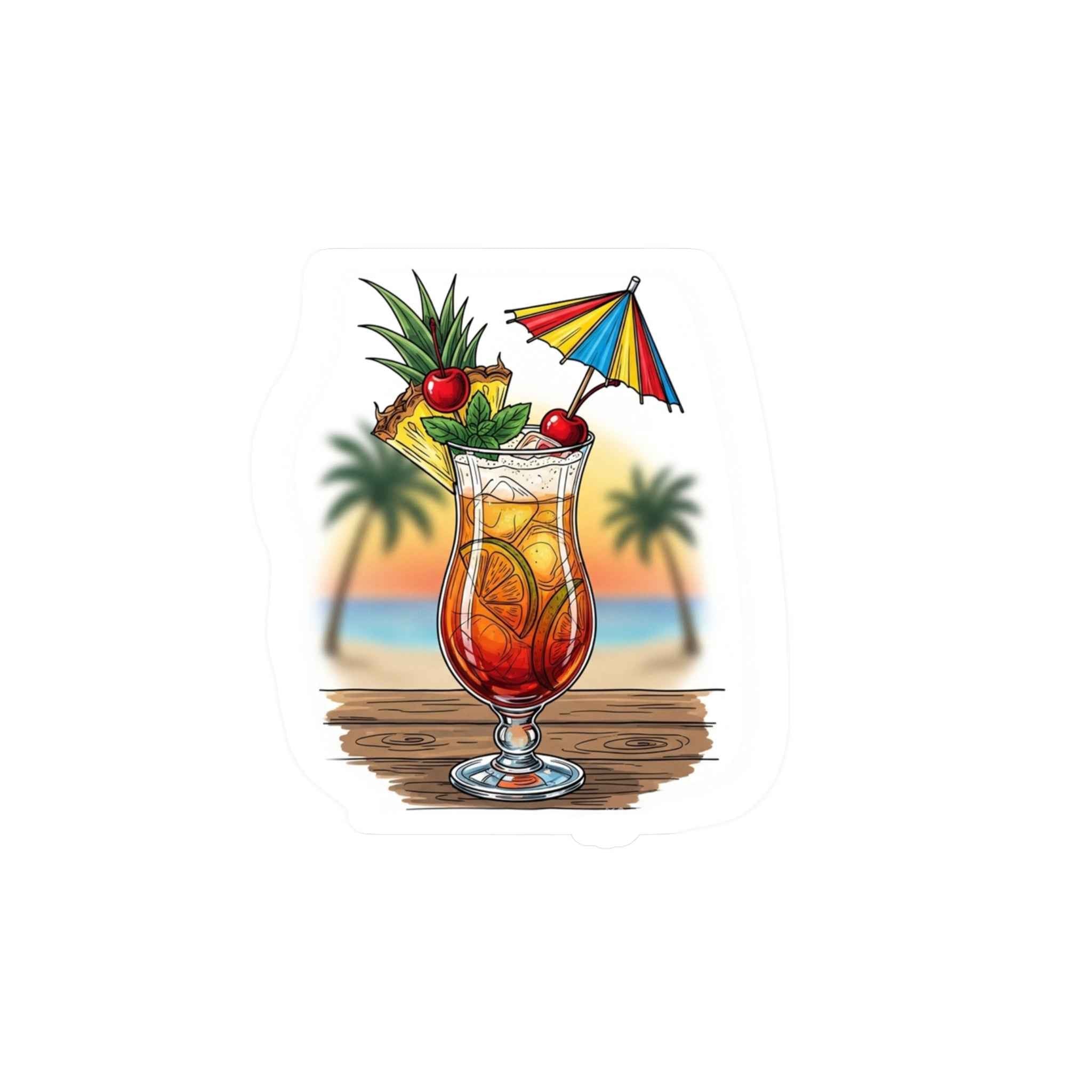 Mai Tai Decal - Tropical Cocktail Beach Vibes Kiss Cut Vinyl Decal