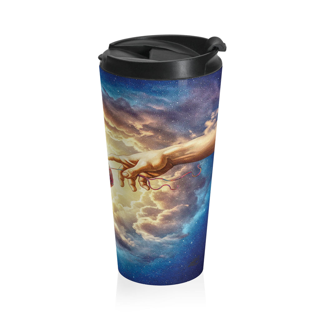 Creation of Stitch Stainless Steel Travel Mug – Divine Yarn Intervention Edition/ 15oz tumbler/Gift for Fiber crafting friends
