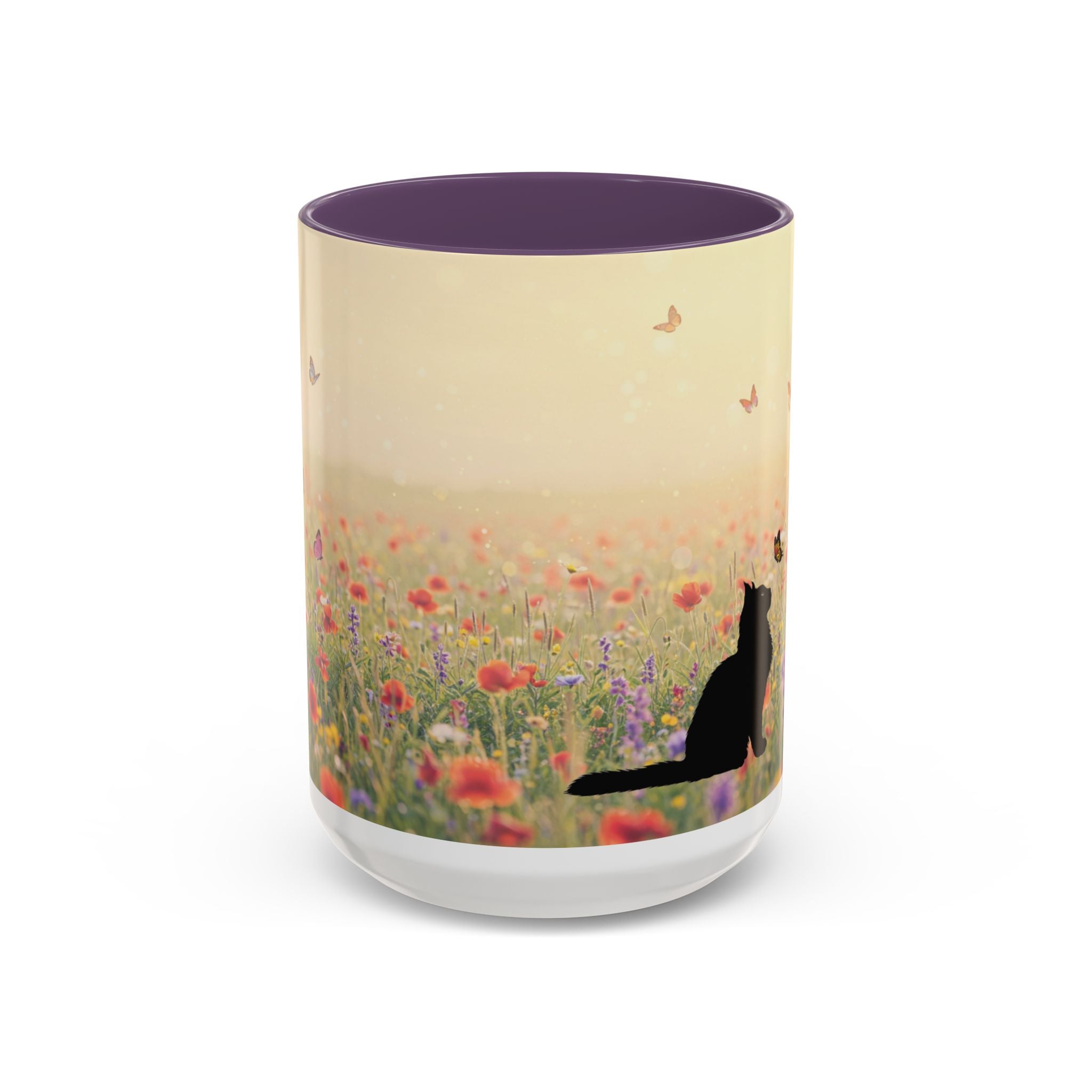 Mug - Cat Lovers Accent Coffee Mug with Floral Design