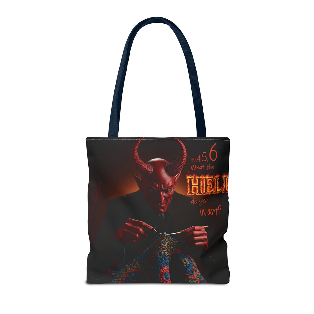 Satan's Infernal Tote Bag - Even Hell has count interruptions- Knitting, Crocheting, Crafting Gift, Funny Tote, Hellish Vibe, fiber enthusiasts
