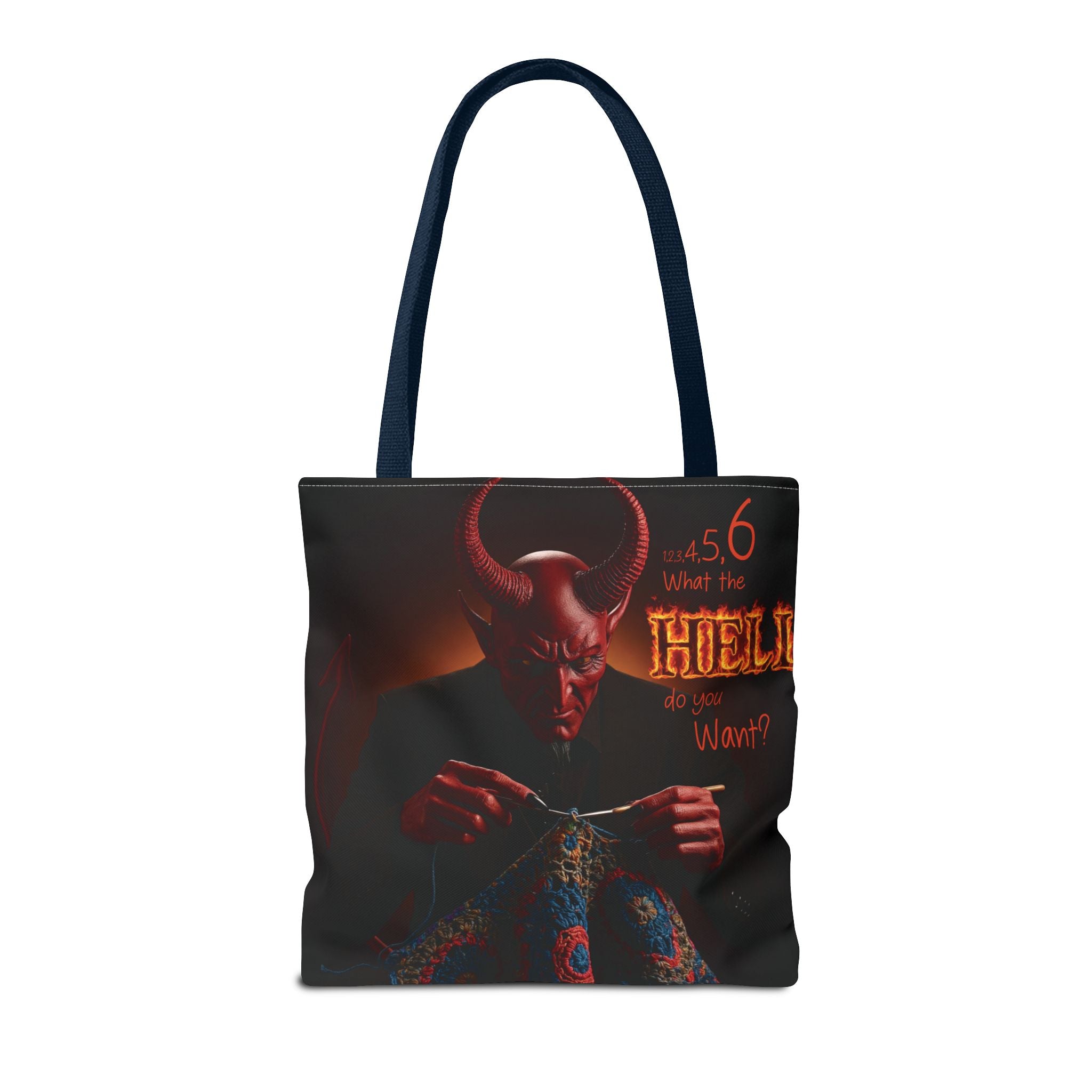 Satan's Infernal Tote Bag - Even Hell has count interruptions- Knitting, Crocheting, Crafting Gift, Funny Tote, Hellish Vibe, fiber enthusiasts