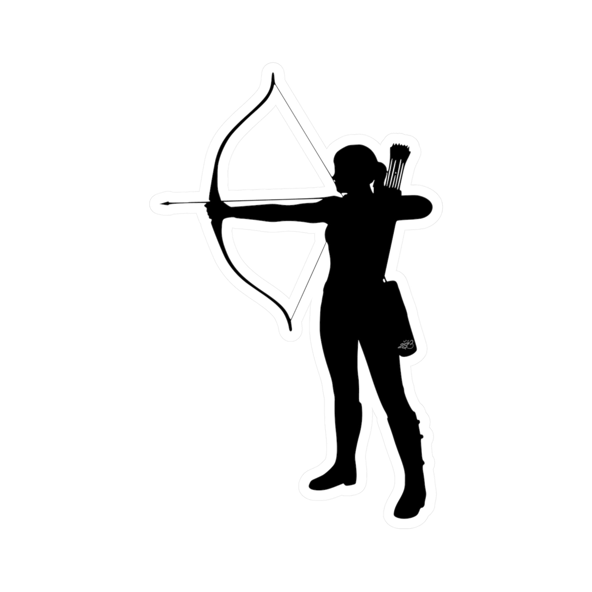 Female Archer Decal - Badass Woman Bow & Arrow Silhouette Kiss Cut Vinyl Sticker