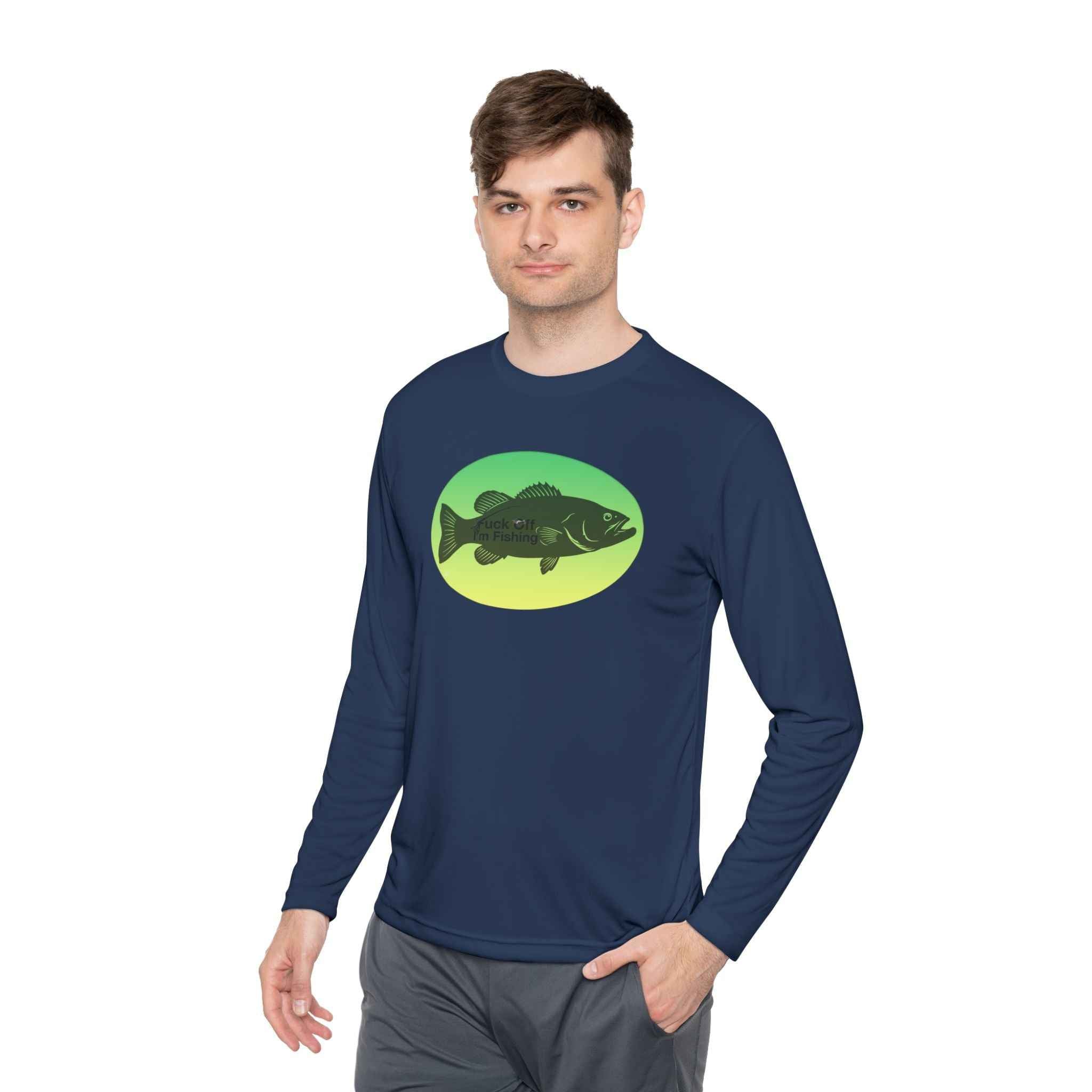 Funny Bass Fishing Shirt Long Sleeve – Fuck Off Unisex Lightweight Long Sleeve Tee