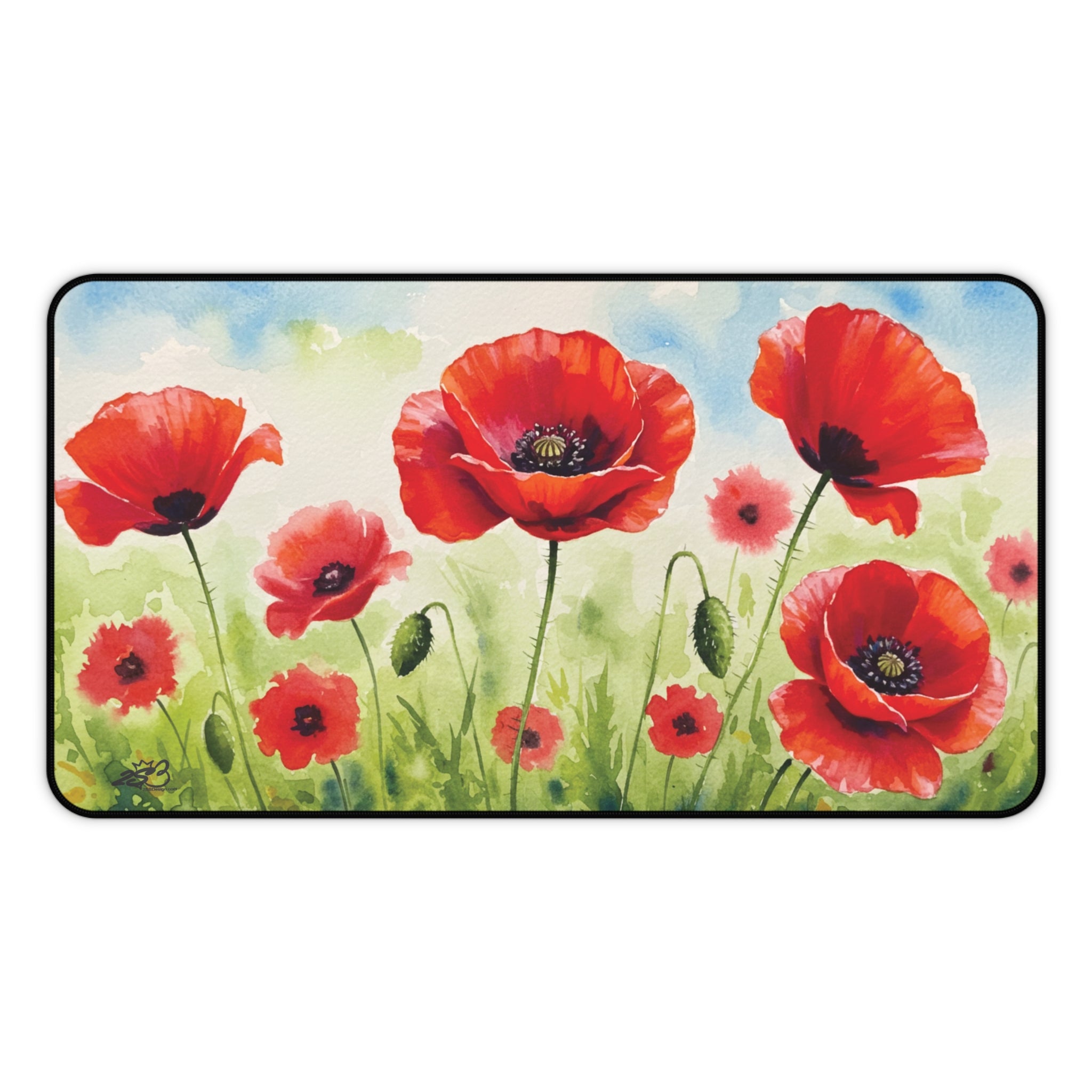 Field of Fucks—Sorry, Poppies: Vibrant Floral Desk Mat Gift for Friends, Coworkers and Loved Ones.