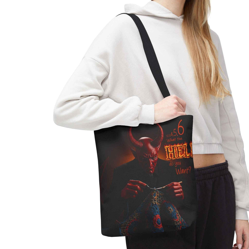 Satan's Infernal Tote Bag - Even Hell has count interruptions- Knitting, Crocheting, Crafting Gift, Funny Tote, Hellish Vibe, fiber enthusiasts - 2SB Snark Shop