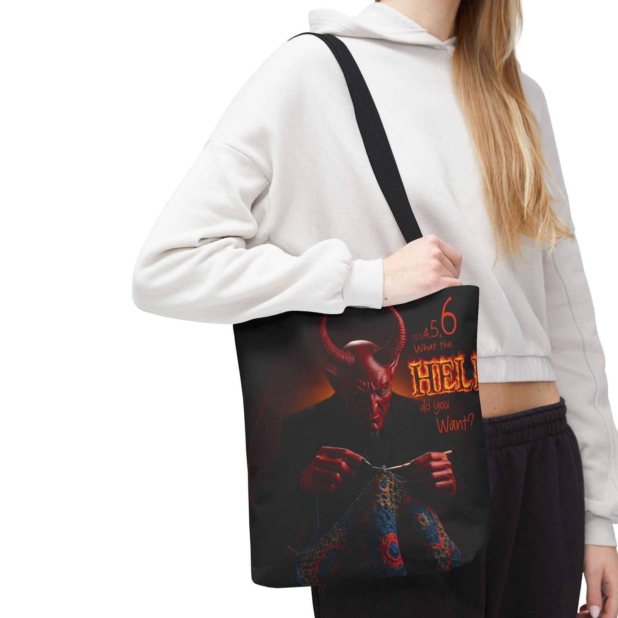 Satan's Infernal Tote Bag - Even Hell has count interruptions- Knitting, Crocheting, Crafting Gift, Funny Tote, Hellish Vibe, fiber enthusiasts - 2SB Snark Shop