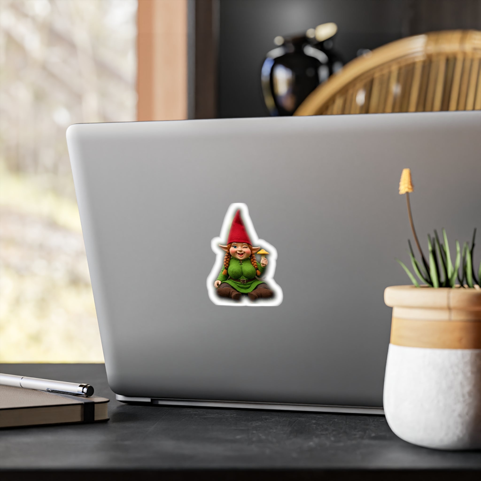 Winking Mushroom Gnome Kiss-Cut Vinyl Decal