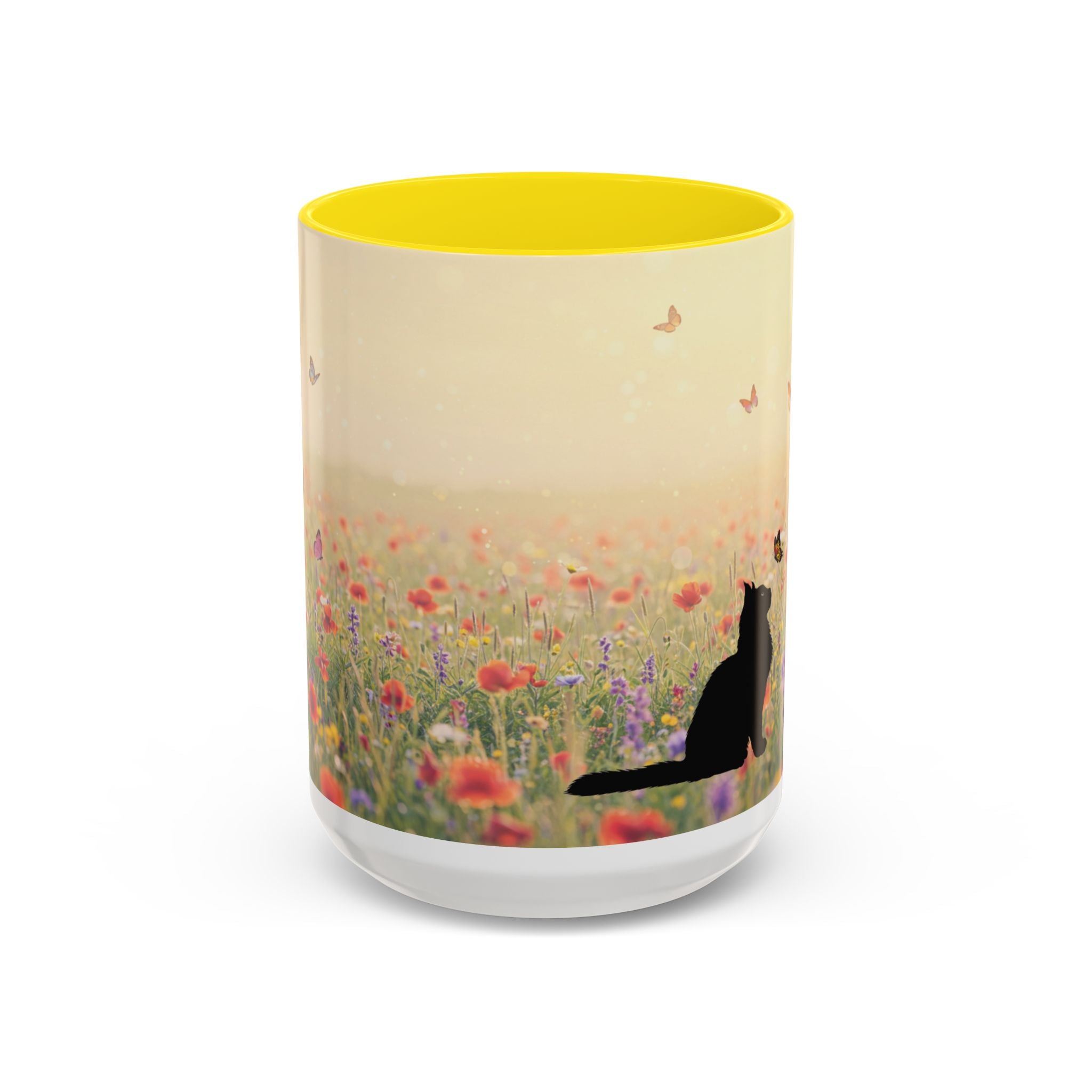 Mug - Cat Lovers Accent Coffee Mug with Floral Design