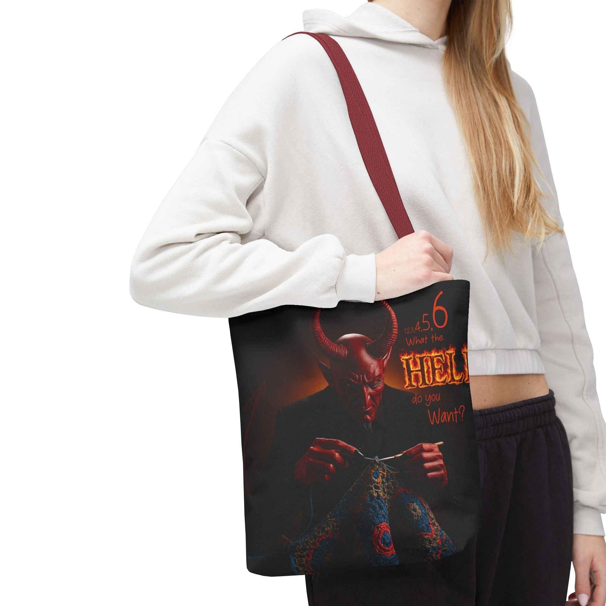 Satan's Infernal Tote Bag - Even Hell has count interruptions- Knitting, Crocheting, Crafting Gift, Funny Tote, Hellish Vibe, fiber enthusiasts - 2SB Snark Shop