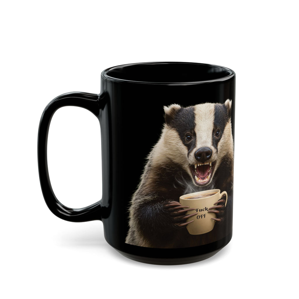 Angry Badger “Fuck Off” Black Coffee Mug – 15oz of Pure Morning Honesty Funny gift for friends, coworkers and loved ones.