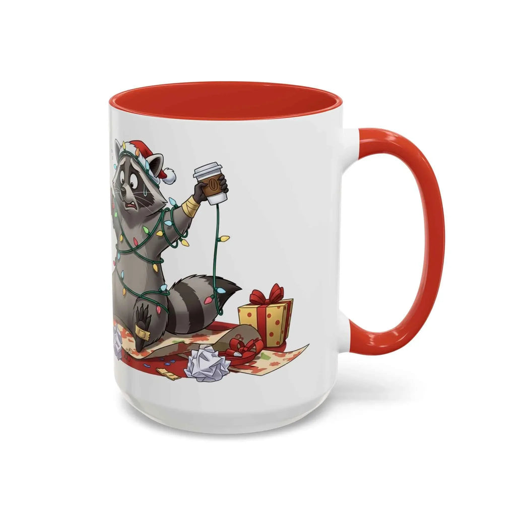 Fueled by Caffeine and Pure Christmas Chaos - Chaotic Raccoon Holiday Mug 11oz & 15oz - 2SB Snark Shop