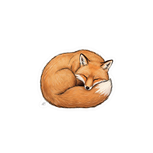 Curled Up Sleeping Fox Kiss-Cut Vinyl Sticker