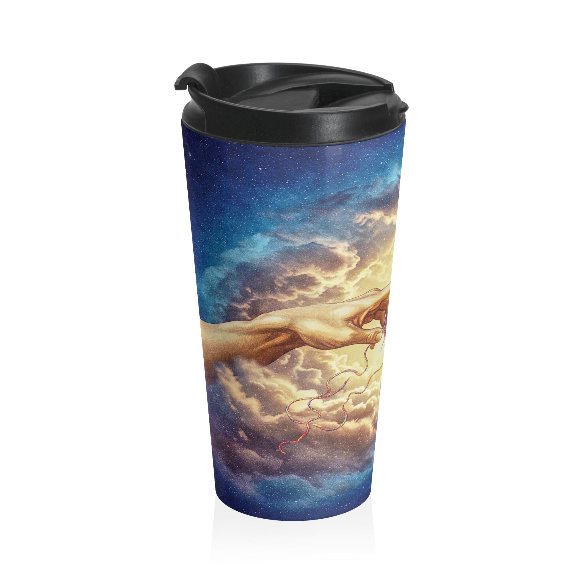 Creation of Stitch Stainless Steel Travel Mug – Divine Yarn Intervention Edition/ 15oz tumbler/Gift for Fiber crafting friends