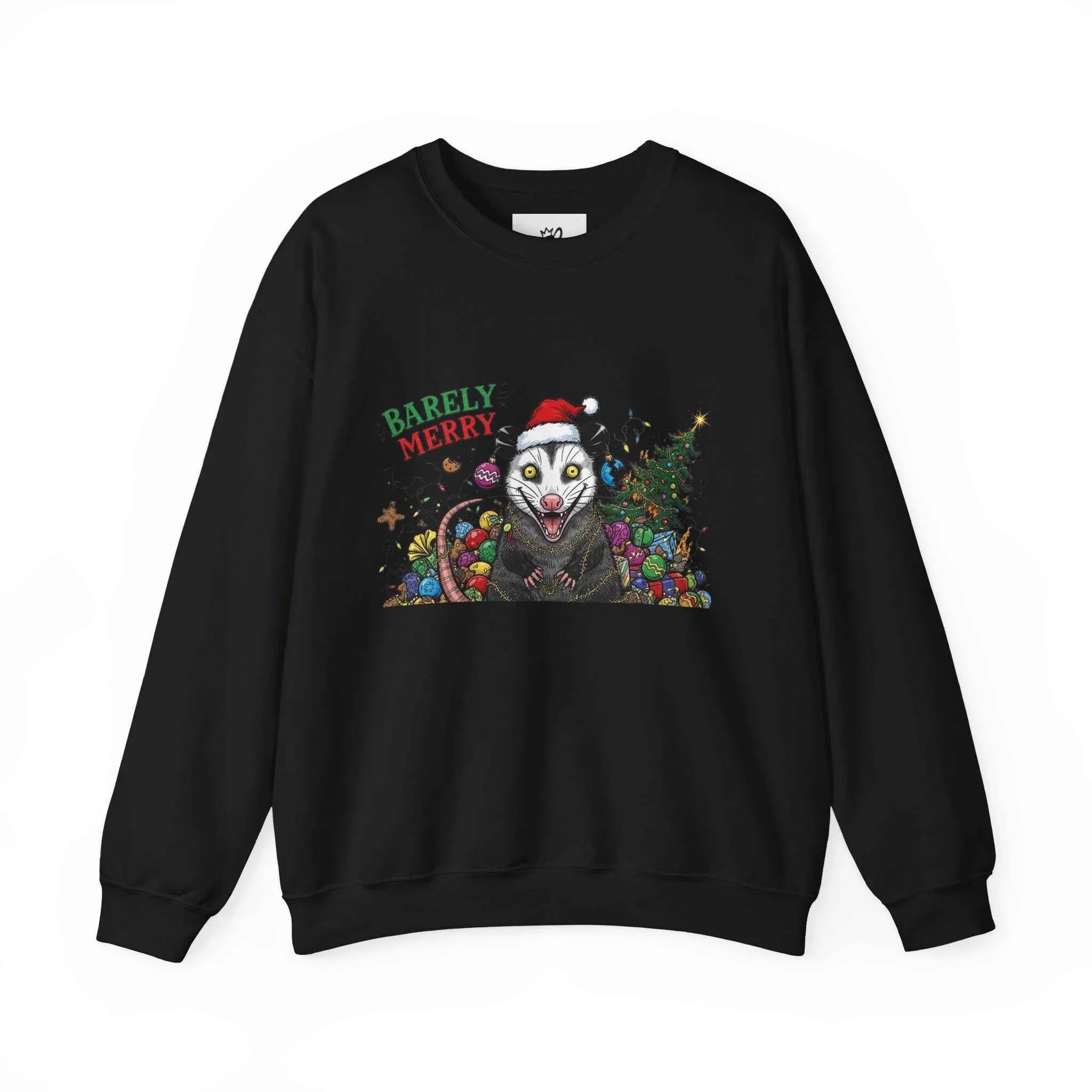 Barely Merry Possum Sweatshirt - Embrace Chaos This Holiday Season - 2SB Snark Shop