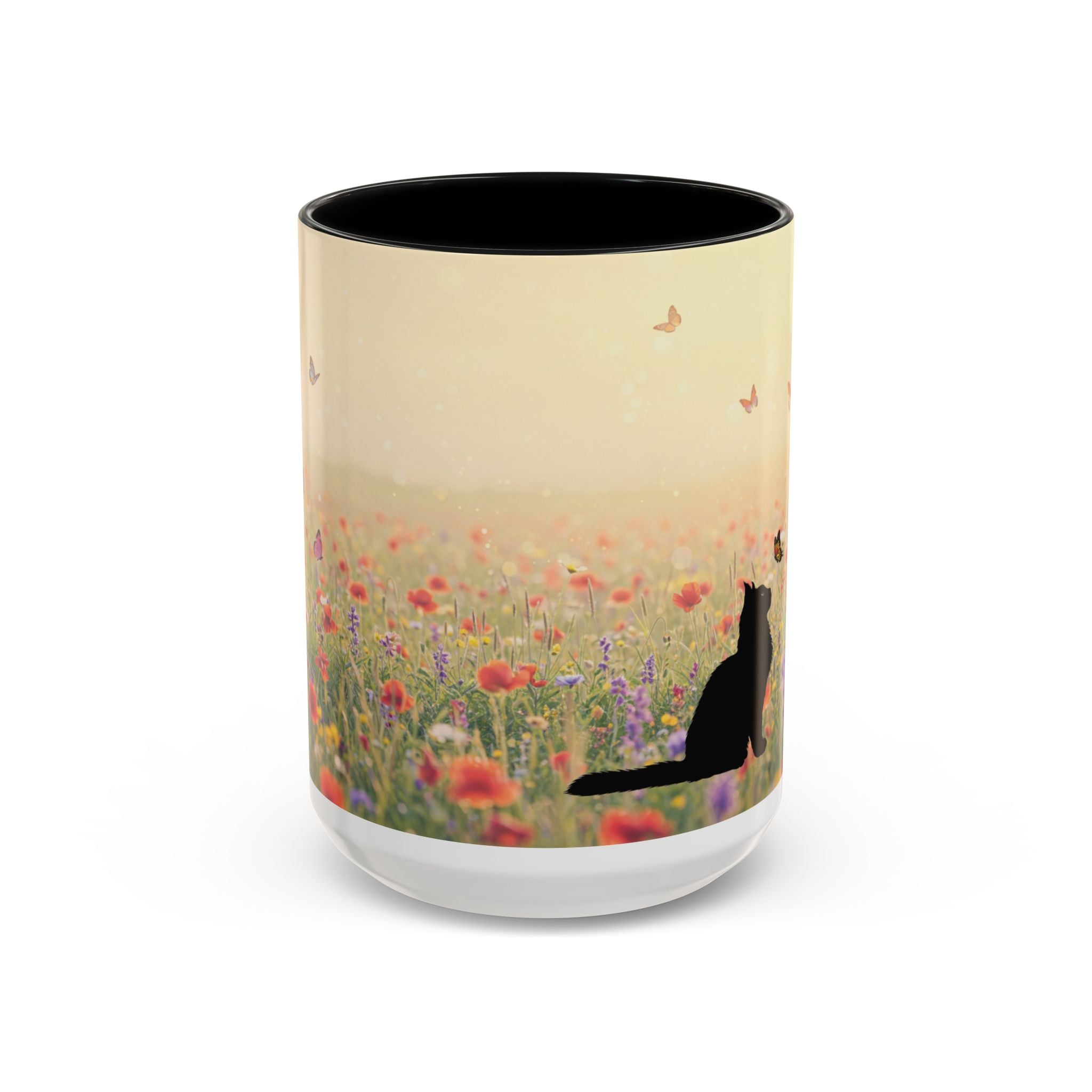 Mug - Cat Lovers Accent Coffee Mug with Floral Design