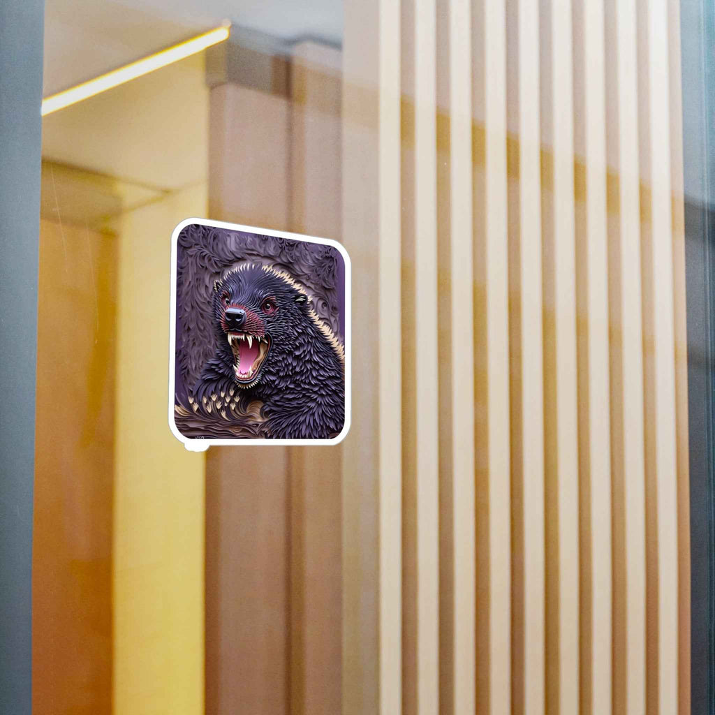 Angry Badger Decal - Fierce Papercut Honey Badger Kiss Cut Vinyl Decal